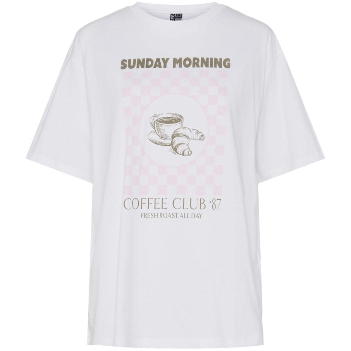 PIECES dame t-shirt PCPALOMA - Bright White COFFE CLUB