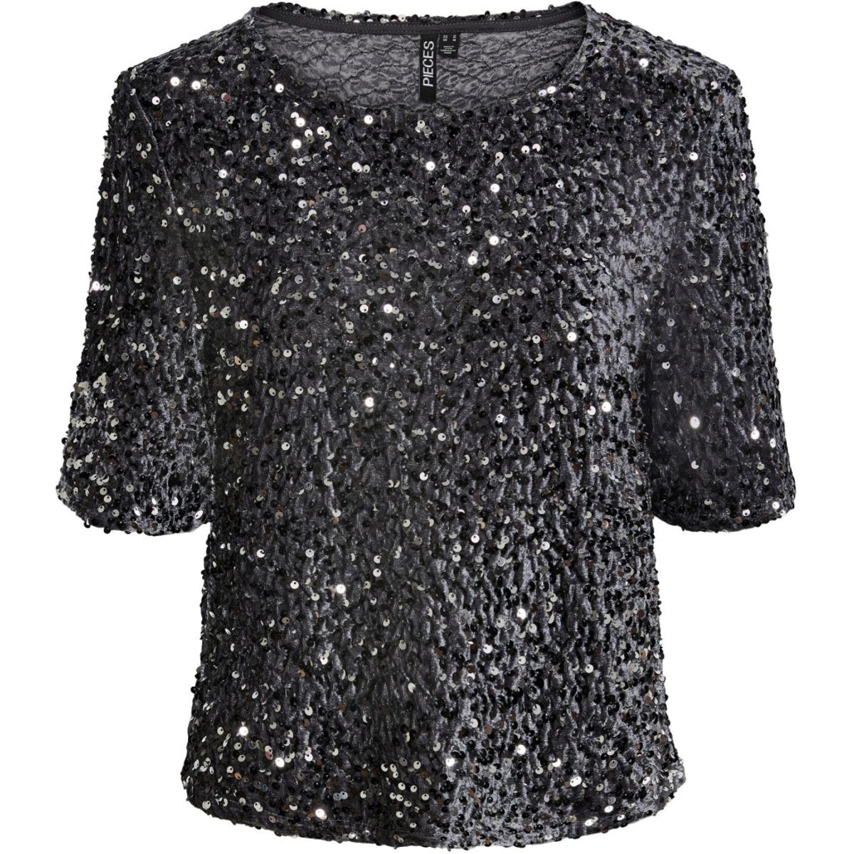 Pieces dame top PCKAM - Magnet Black silver sequins