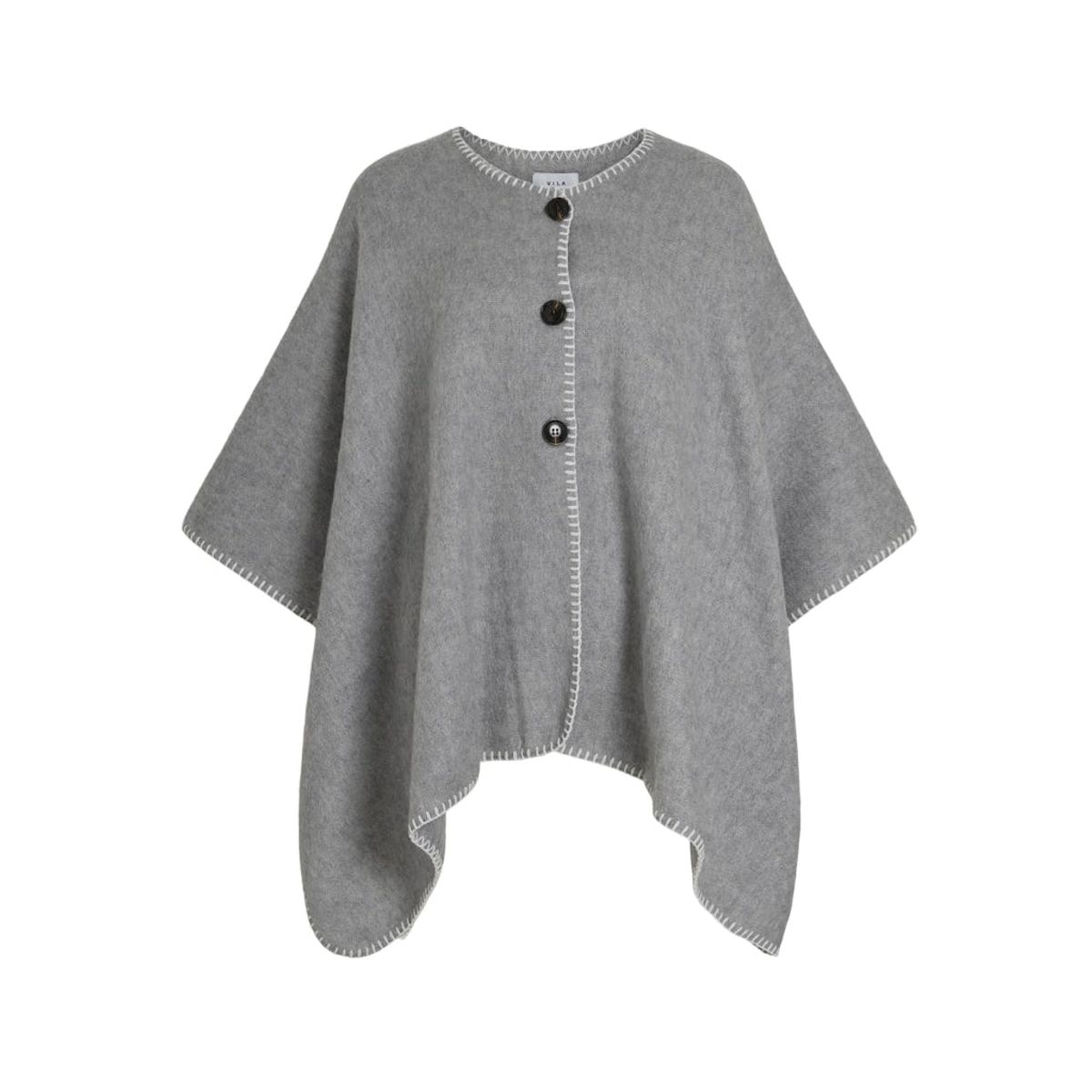 VILA dame poncho VISANTEL - Light Grey Melange