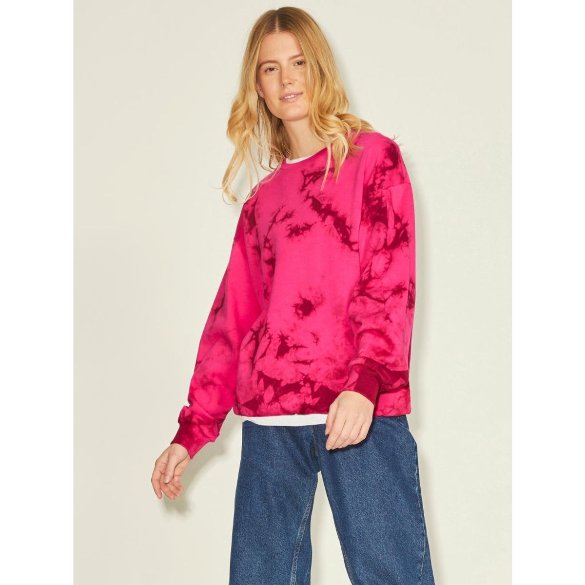 JJXX dame sweatshirt JXTAYLOR - Bright Rose Tie Dye Tibetan Red