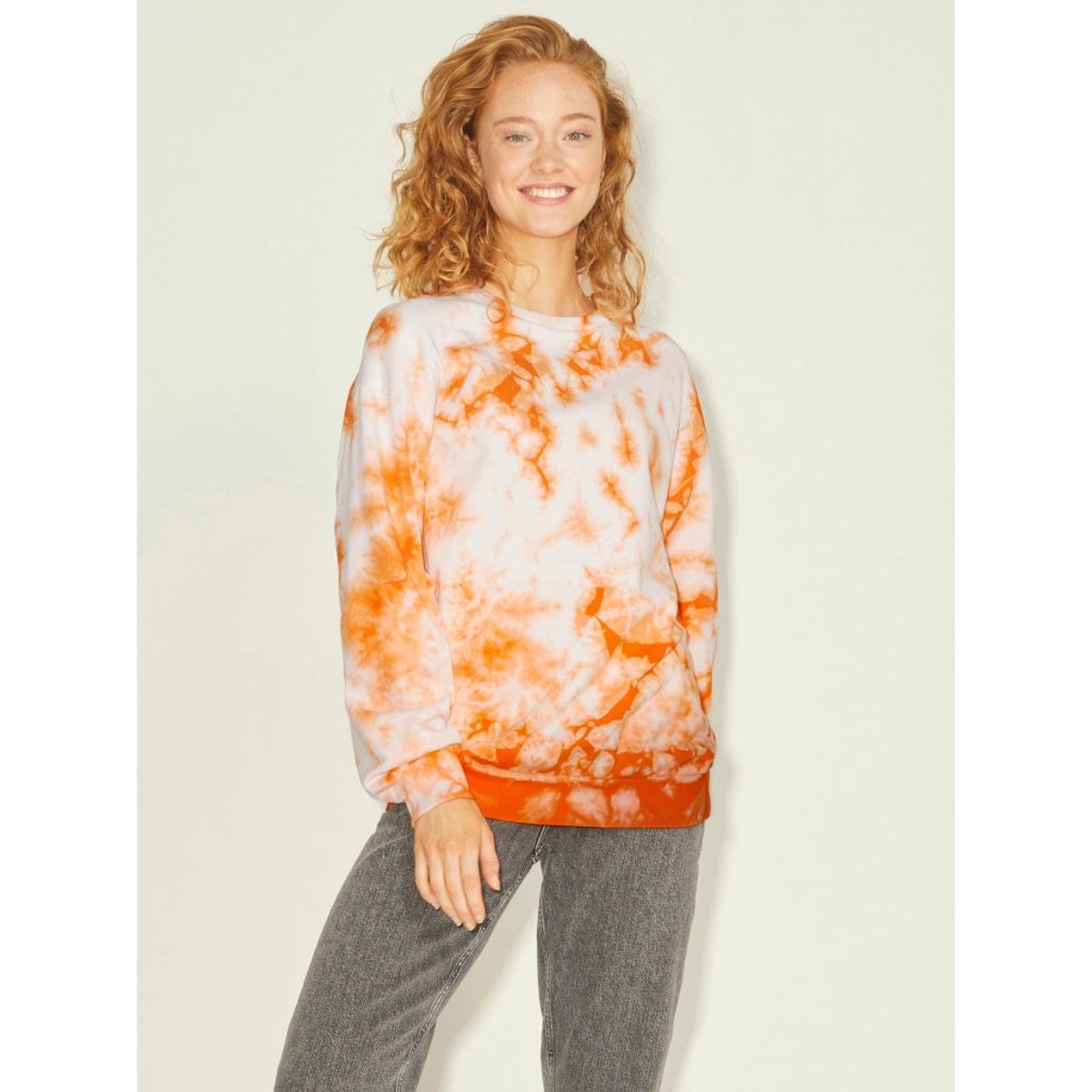 JJXX dame sweatshirt JXTAYLOR - Red Orange Tie Dye Bright White