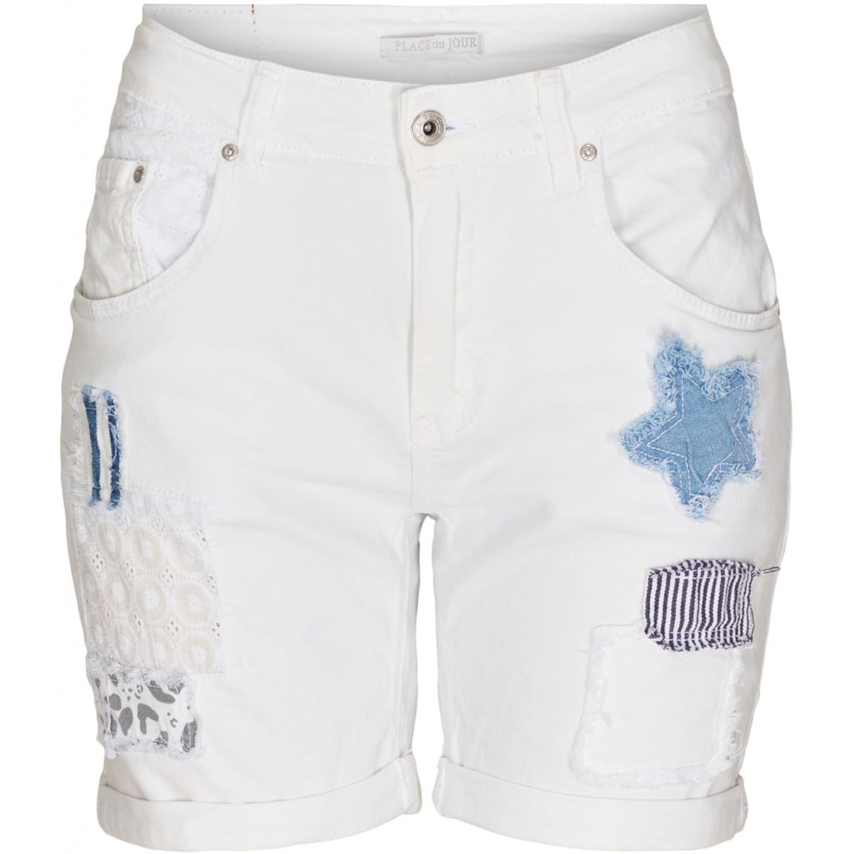 LOLA dame shorts med lapper - White