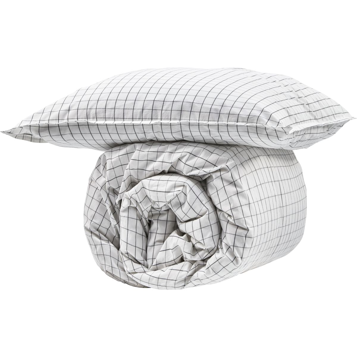 Bed linen, BNErika, Snow w. coal - Snow w. coal / Cotton (organic) / l: 210 cm, w: 150 cm, w: 60 cm, h: 50 cm