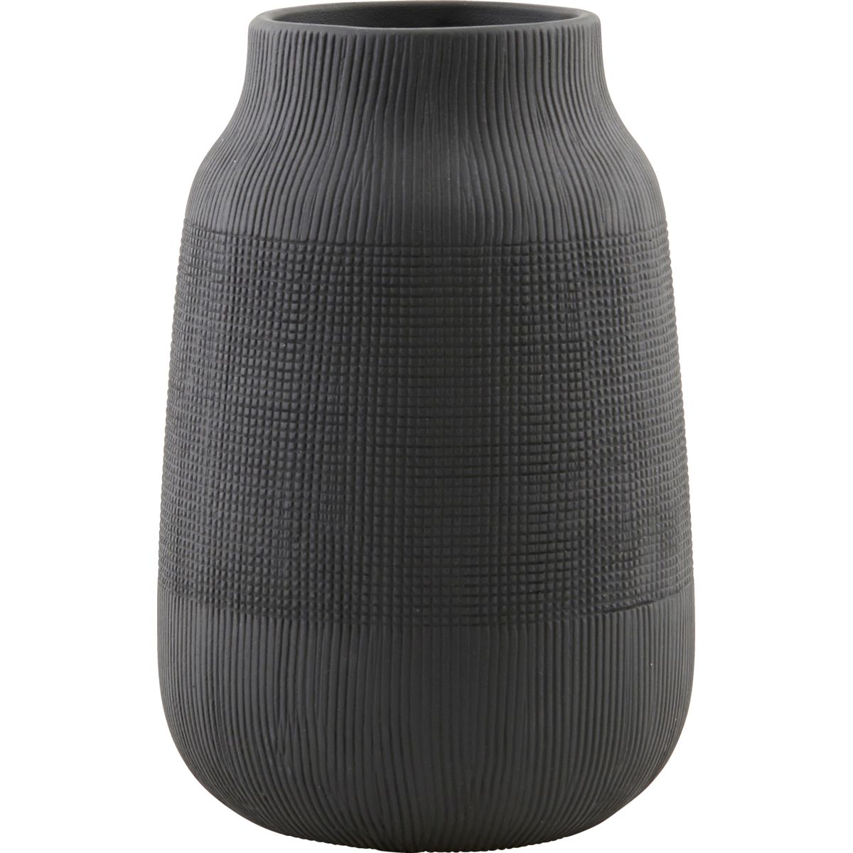 Vase, HDGroove, Sort - h: 22 cm, dia: 15 cm / Sort / Ler