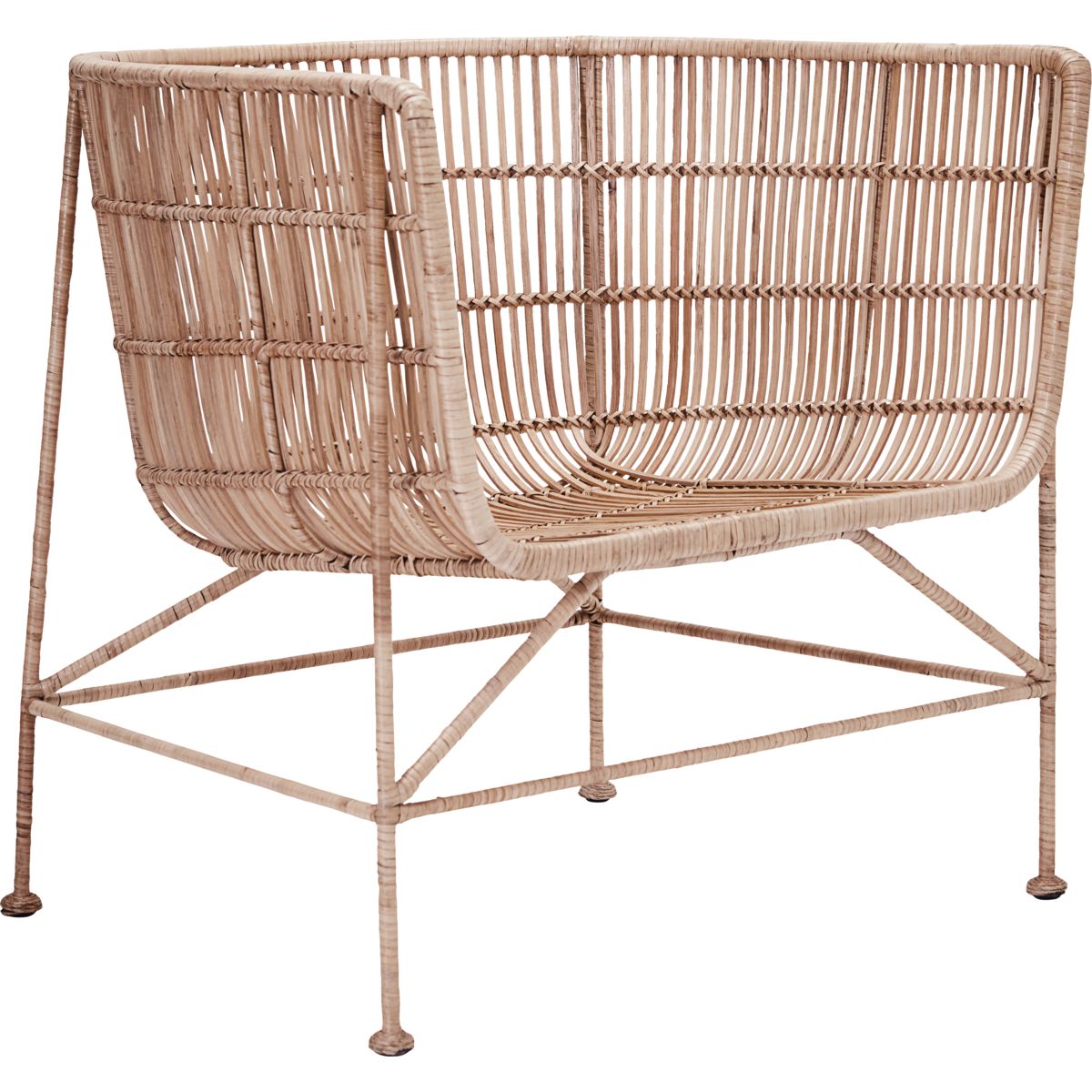 Stol, HDCuun, Natur - Nature / Rattan , Frame: Iron / l: 65.5 cm, w: 70 cm, h: 70 cm