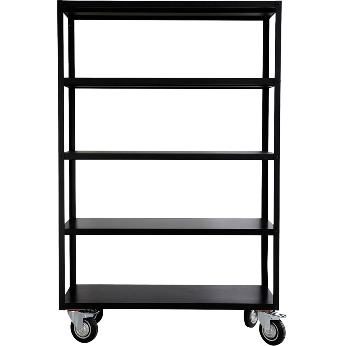 Reol m. 4 hjul, HDTrolley, Mat sort - Matte black / Steel / l: 120 cm, w: 45 cm, h: 180 cm