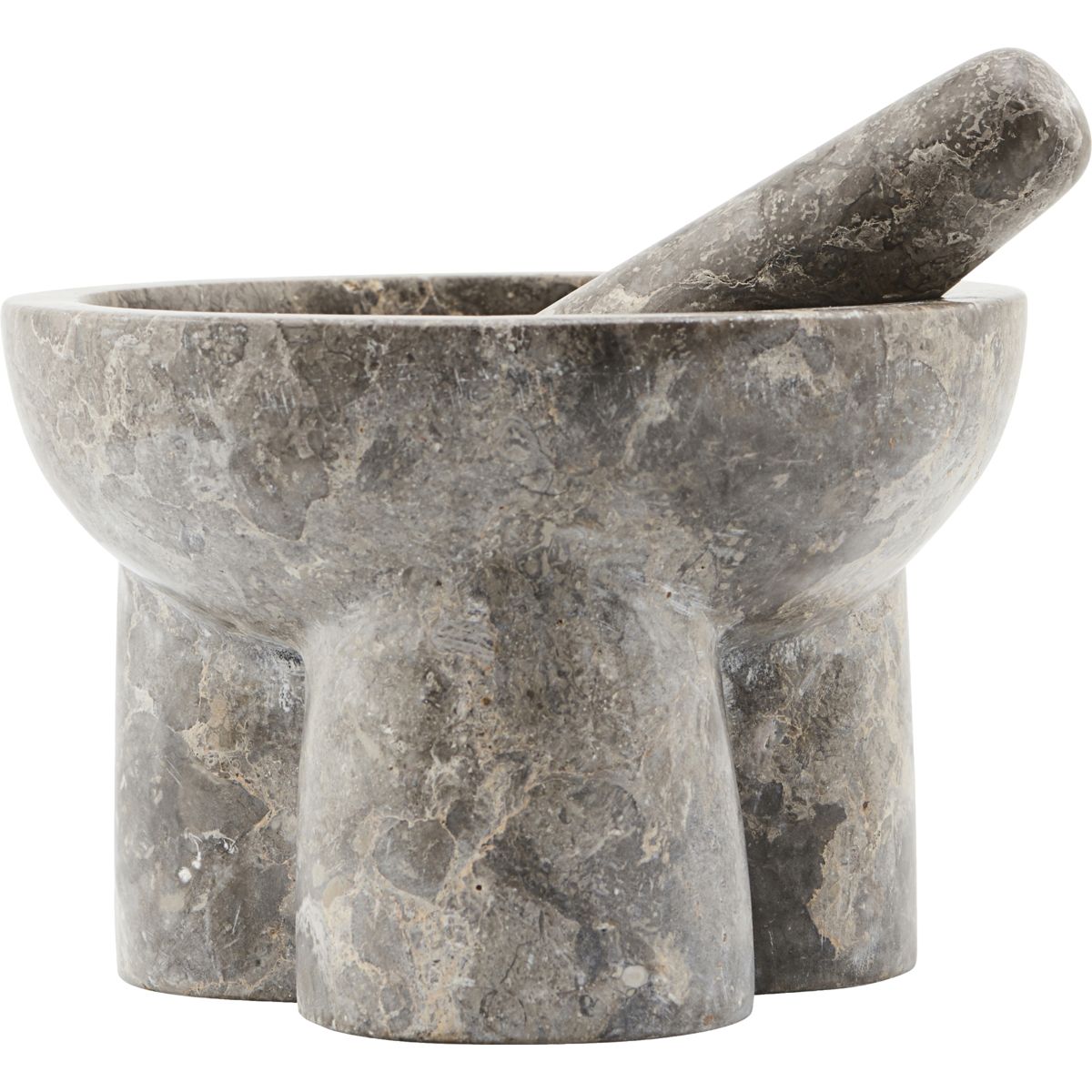 Morter m. støder, HDKulti, Grå;Brun - Grey/Brown / Marble / h: 12 cm, dia: 14 cm