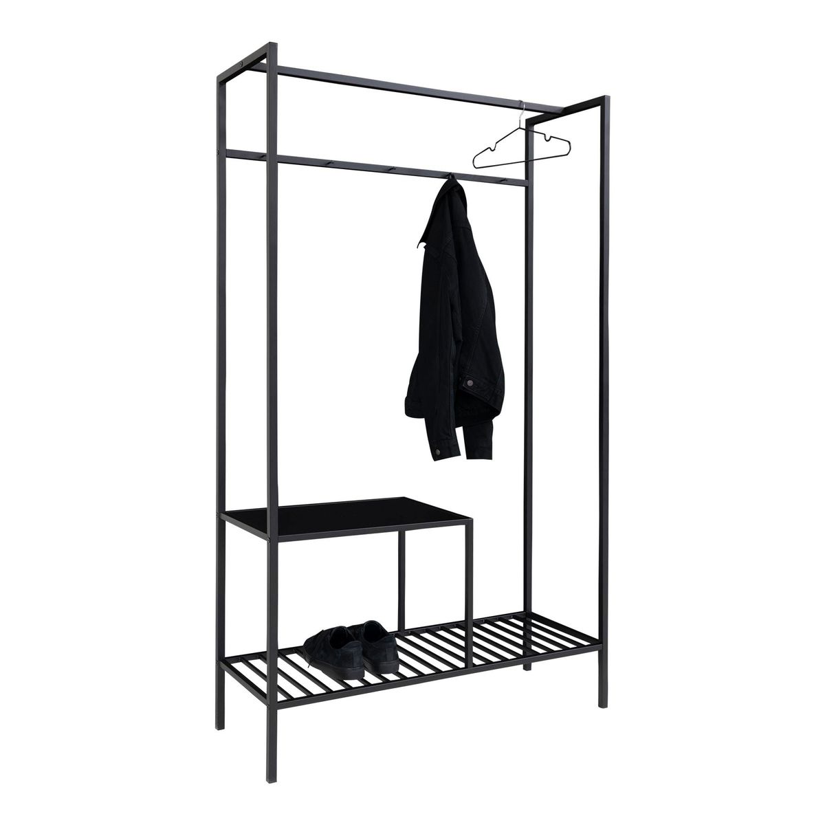 Vita Garderobe - Garderobe, 2 hylder, sort, sort stel 101x38x170 cm - Sort