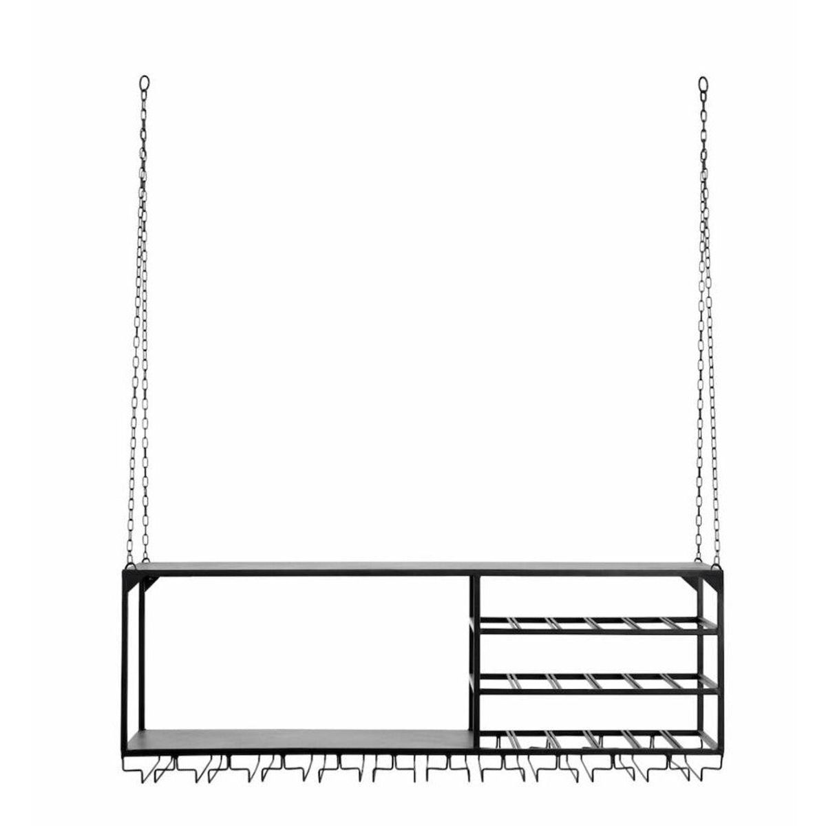 Nordal LOFT køkkenhylde i jern t/ophæng - 120x30 cm - sort