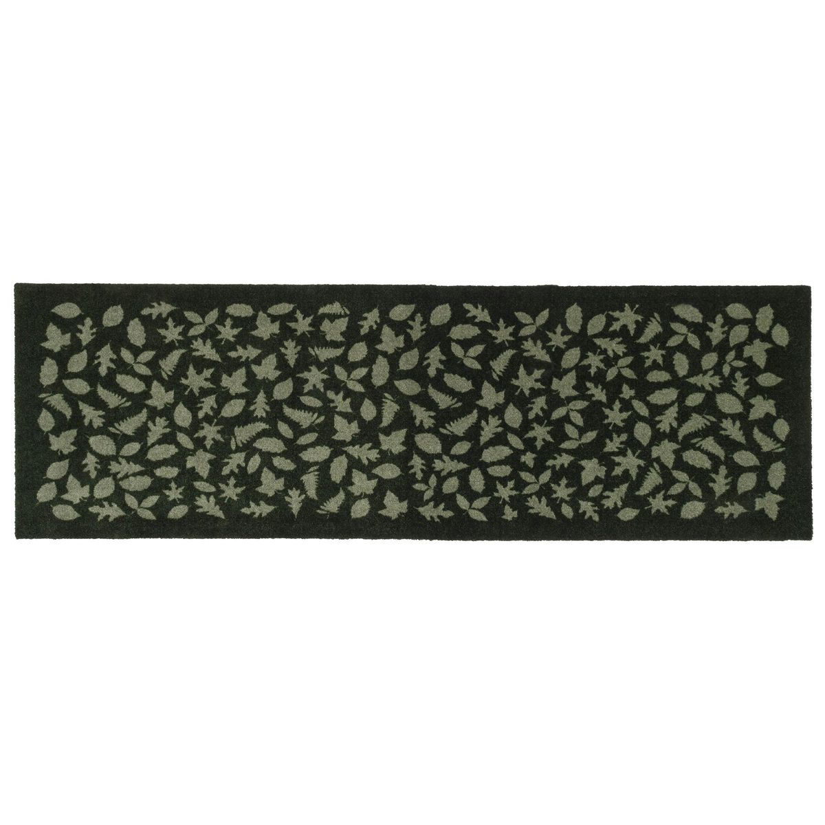 GULVMÅTTE 67 x 200 CM - LEAVES/DARK GREEN - Mørkegrøn / 200x67x0,7