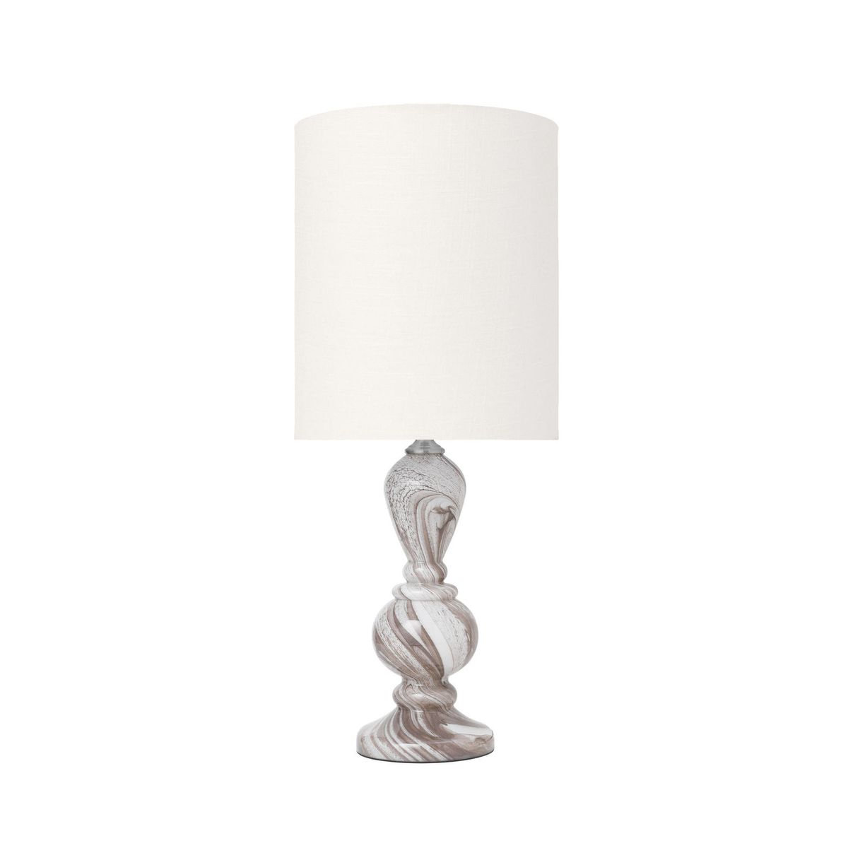 Cozy Living Christine Glass Lamp - TAUPE SWIRL w. Gertrud Ivory shade