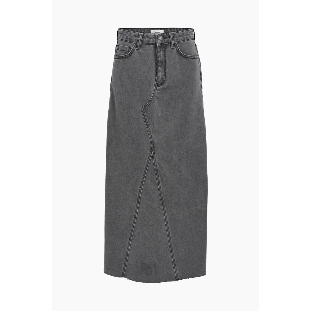 ObjHarlow Long Denim Skirt - Grey Denim - Object - Grå L