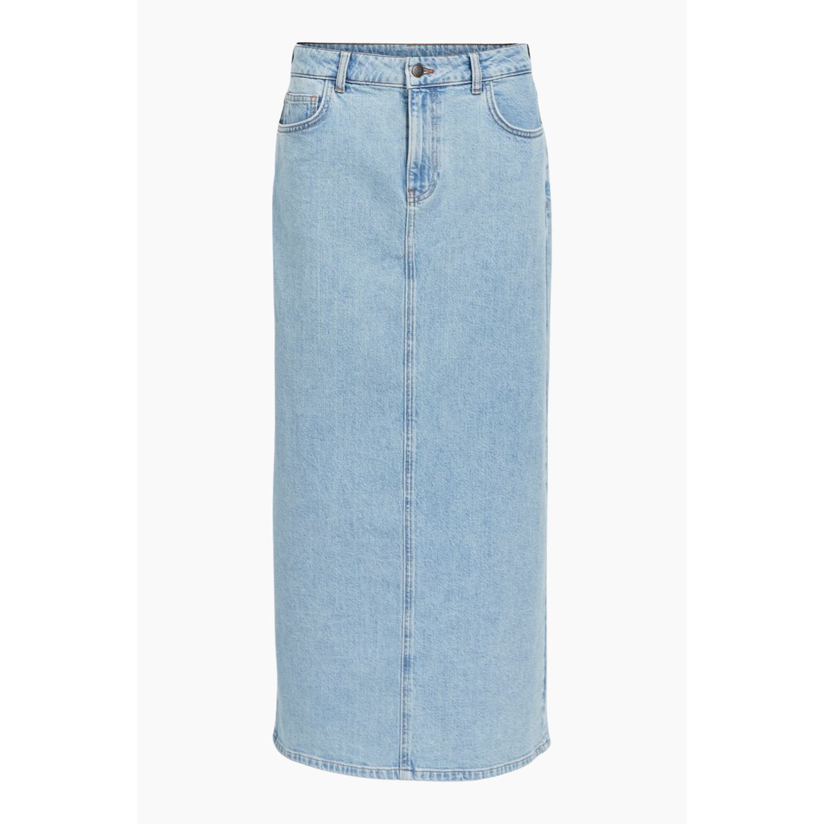 Objellen MW Long Denim Skirt - Light Blue Denim - Object - Blå XS