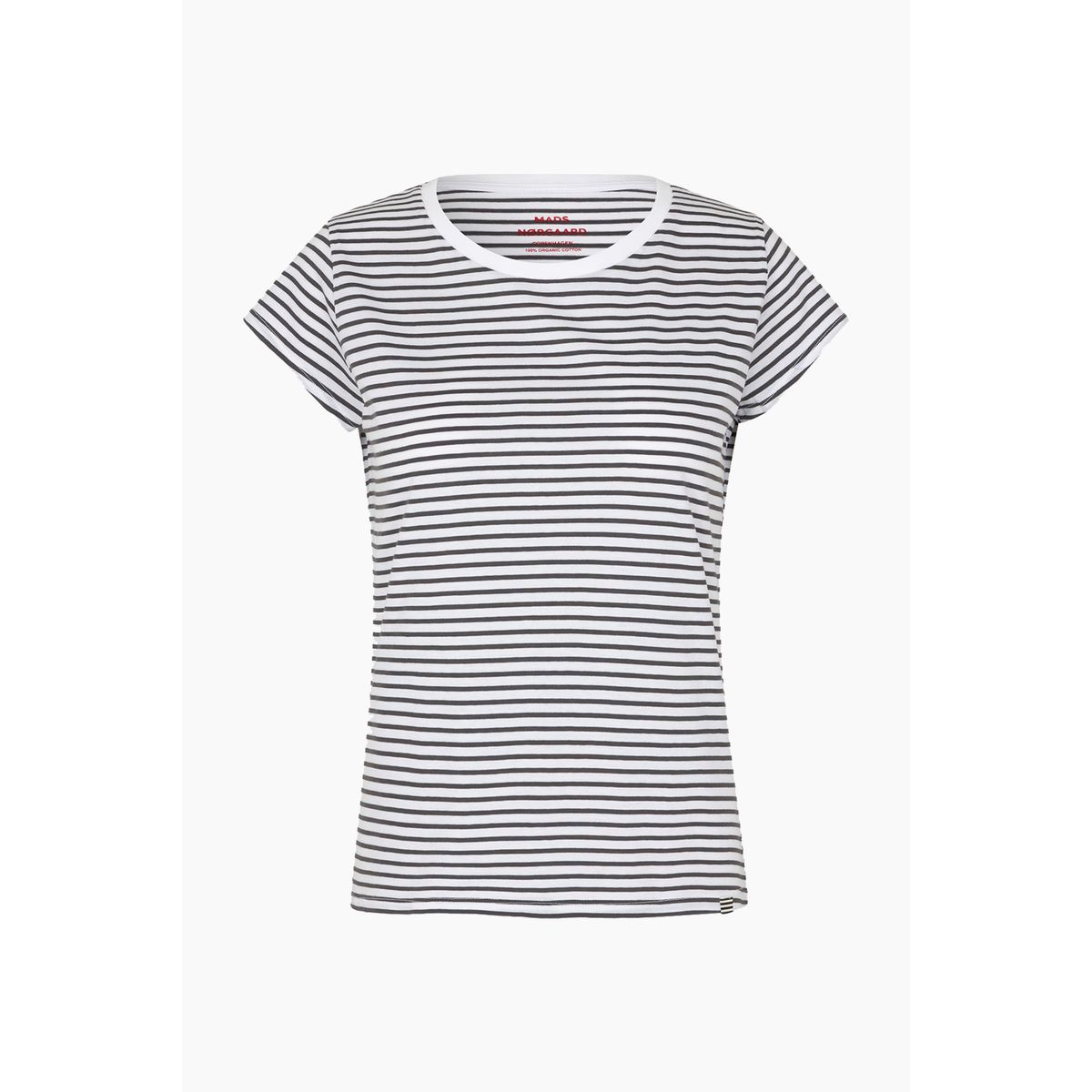 Organic Jersey Stripe Teasy Tee FAV - Asphalt/Brilliant White - Mads Nørgaard - Stribet L