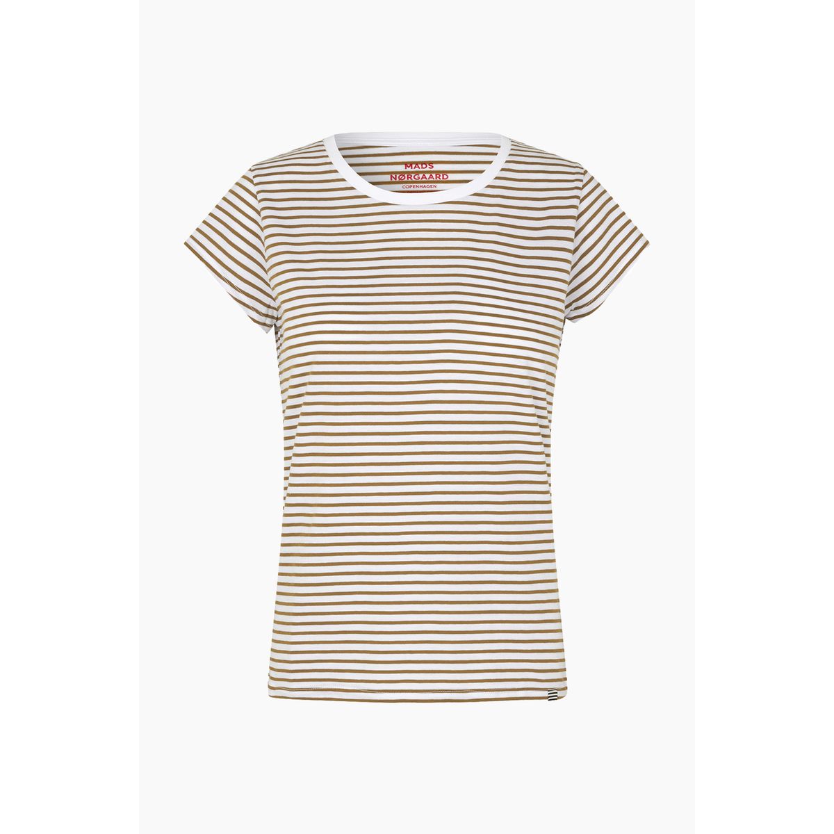 Organic Jersey Stripe Teasy Tee FAV - Lizard/Brilliant White - Mads Nørgaard - Stribet M