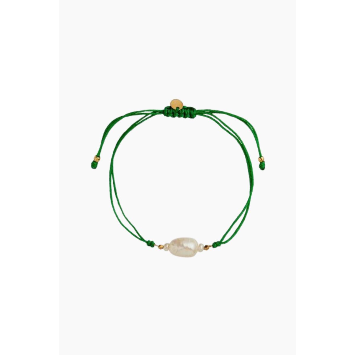 Baroque Pearl Berrie Bracelet - Grass Green Ribbon - Stine A - Grøn One Size