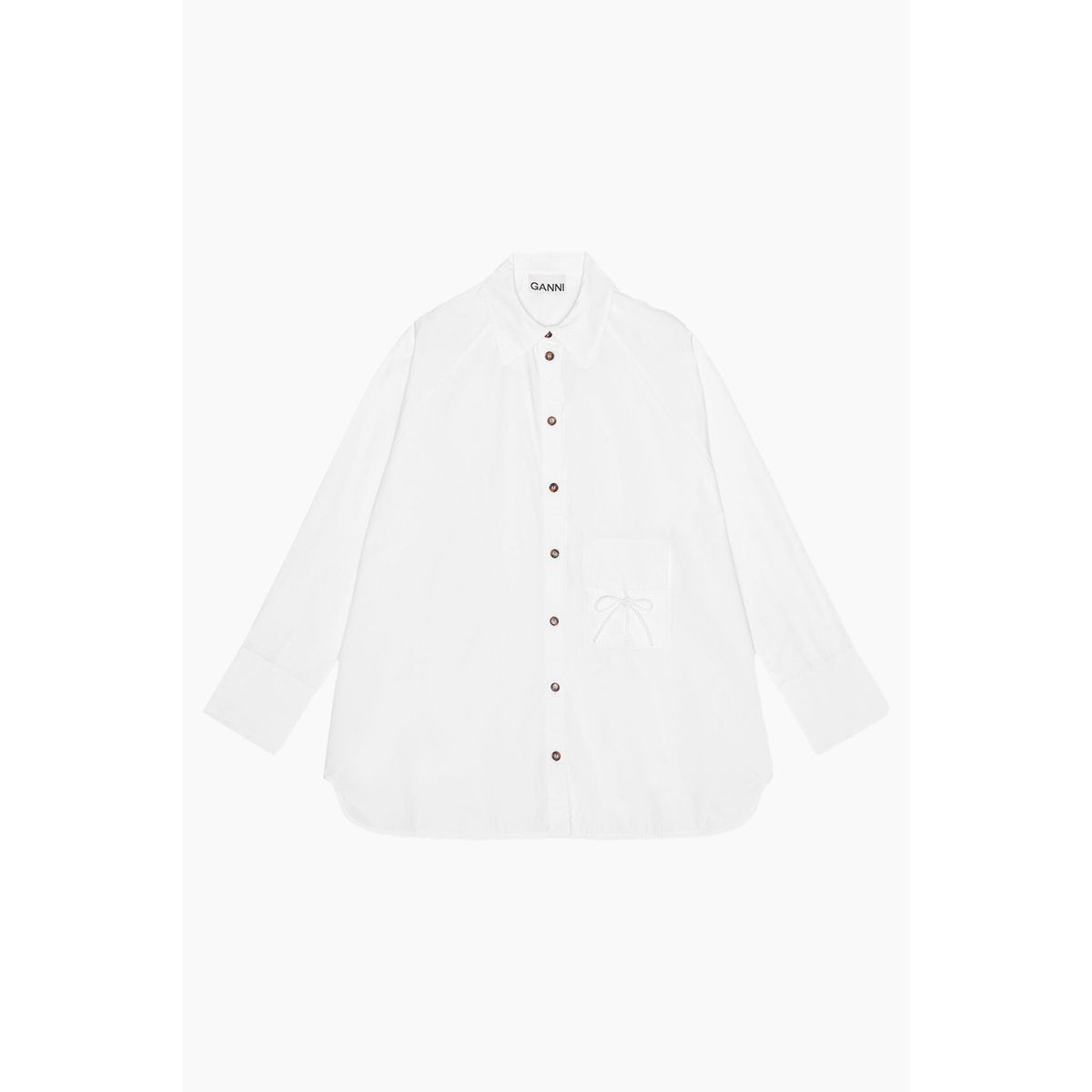 Cotton Poplin Oversize Raglan Shirt F9073 - Bright White - GANNI - Hvid L/XL