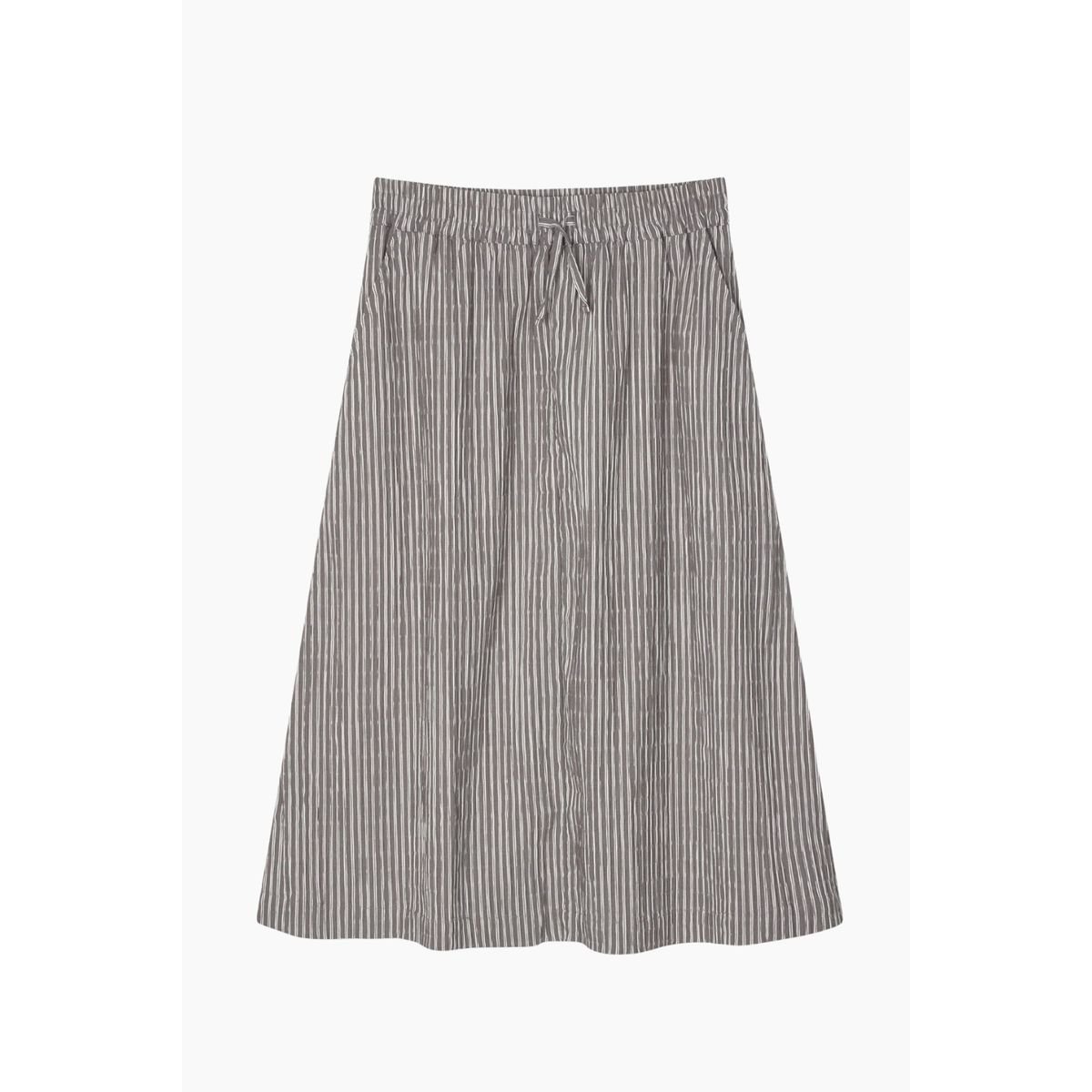 Crinckle Pop Luni Skirt - Black Coffee/Cloud Dancer - Mads Nørgaard - Stribet M