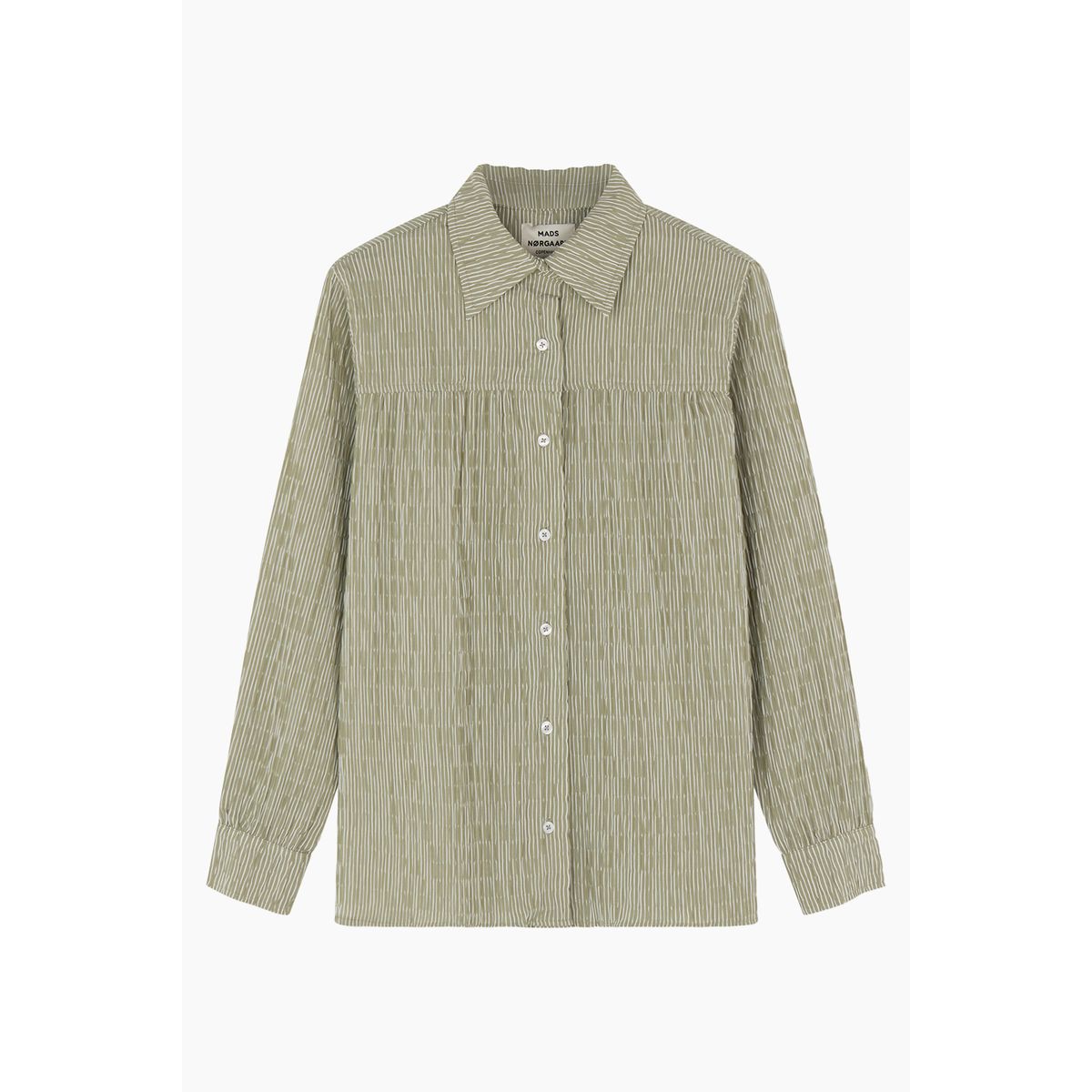 Crinckle Pop Vinny Shirt - Olive Branch/Cloud Dancer - Mads Nørgaard - Grå L