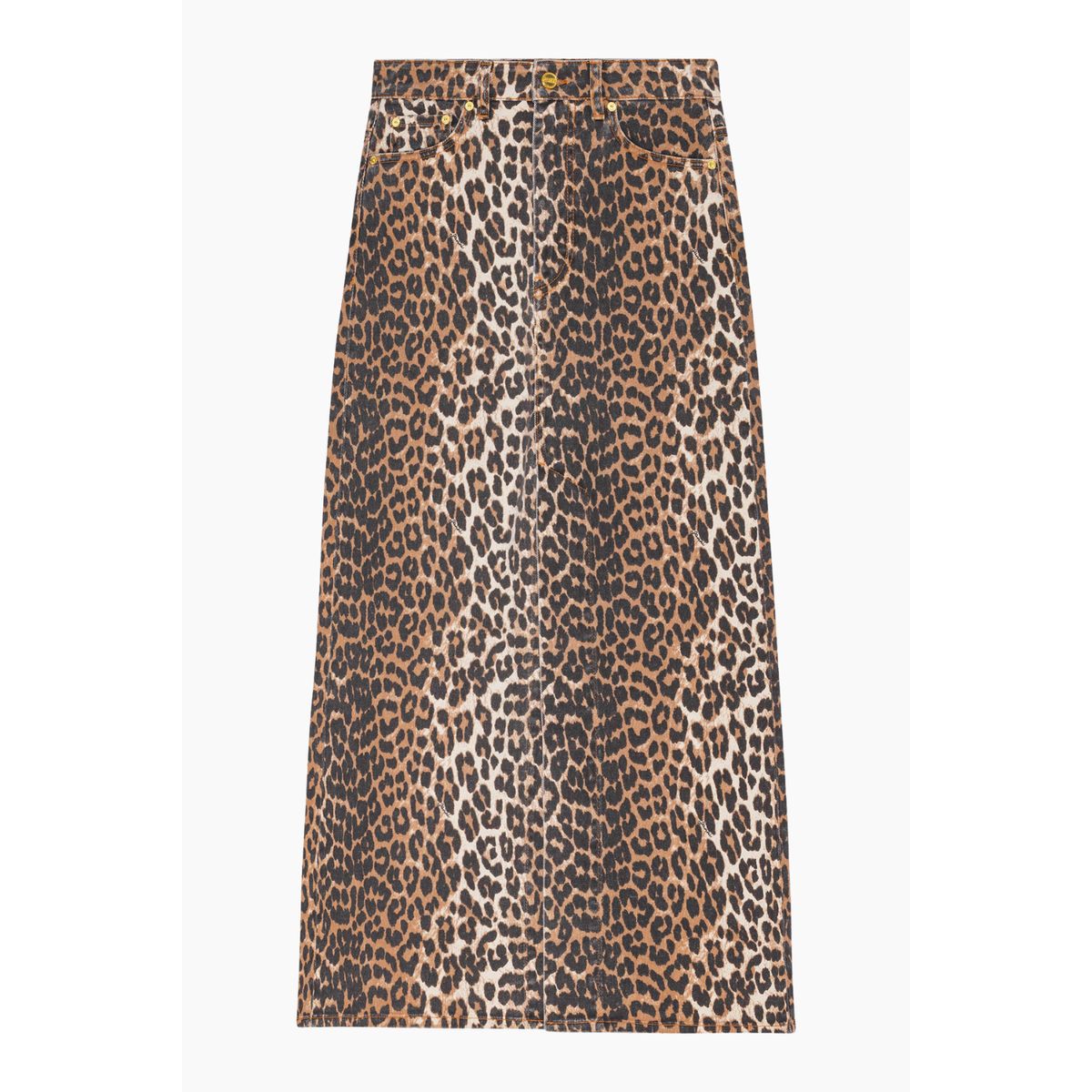 Denim Maxi Slit Skirt J1445 - Leopard - GANNI - Leopard S