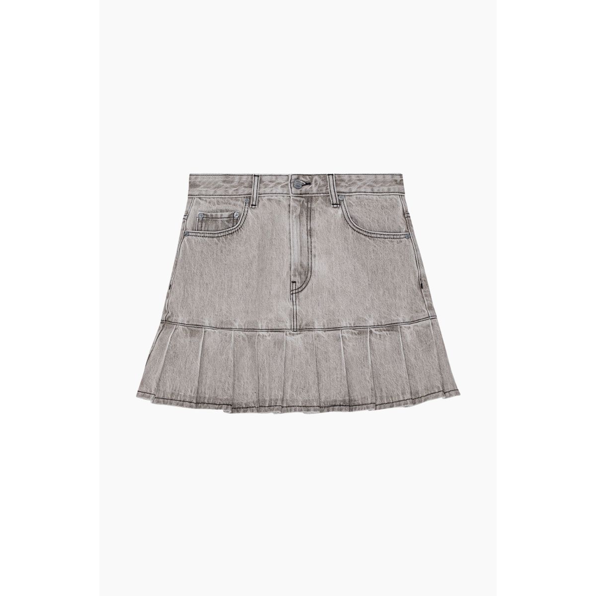 Future Denim Pleated Mini Skirt J1550 - Gray Quill - GANNI - Grå XS