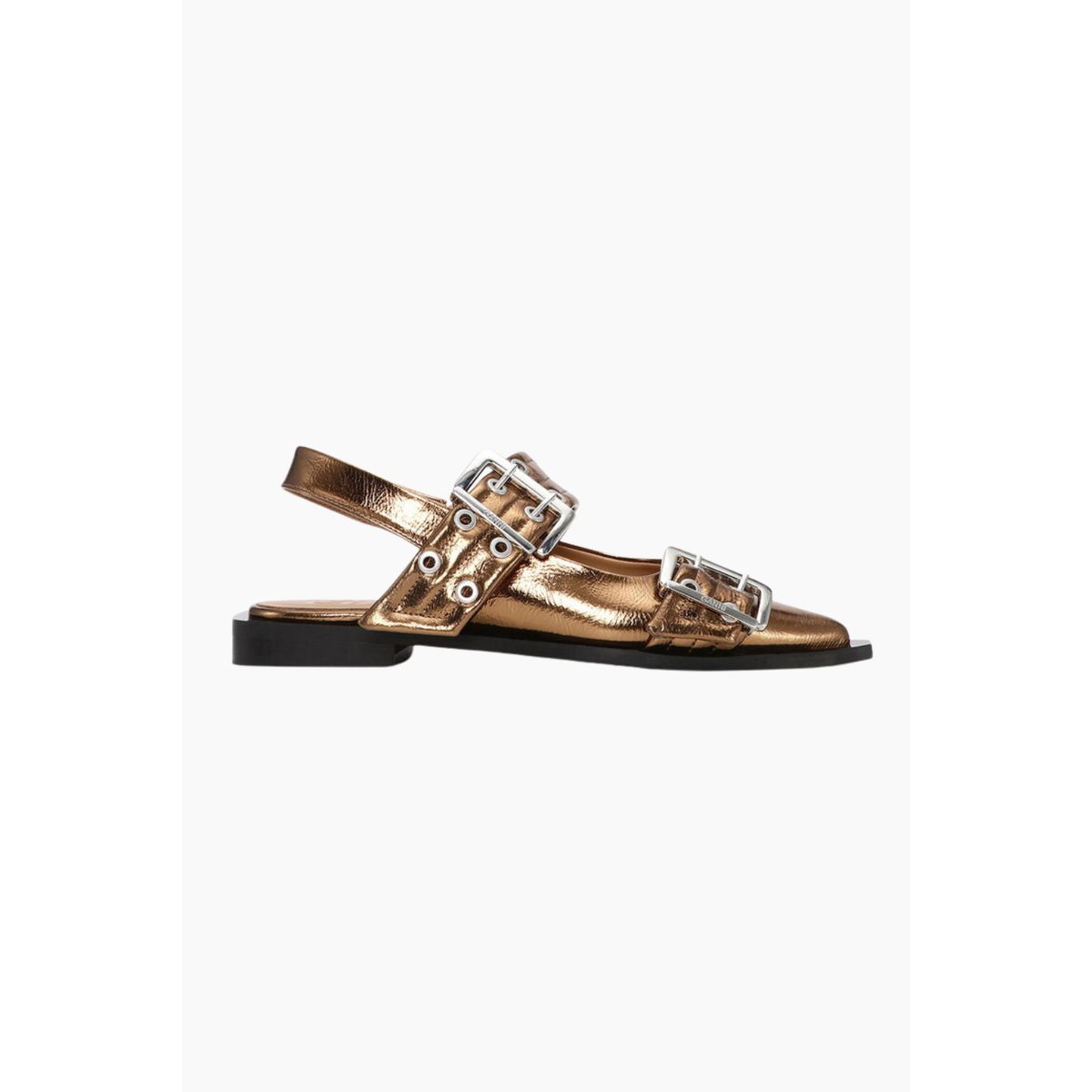 Feminine Buckle Ballerina Metallic S2799 - Bronze - GANNI - Brun 41