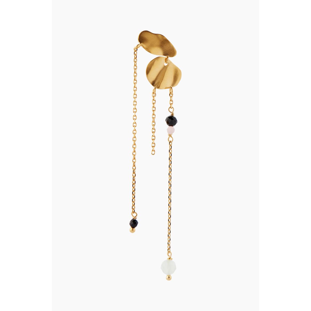 Festive Clear Sea Earring With Chains & Stones - Gold - Stine A - Guld One Size