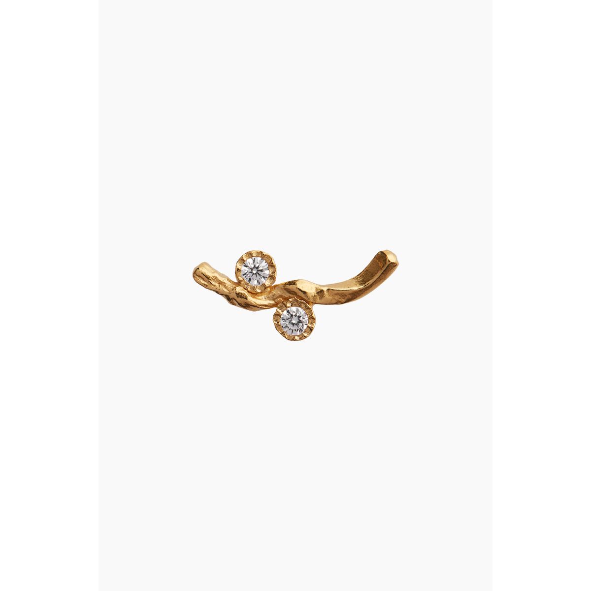 Flow Earring With Two Stones - Gold - Stine A - Guld One Size