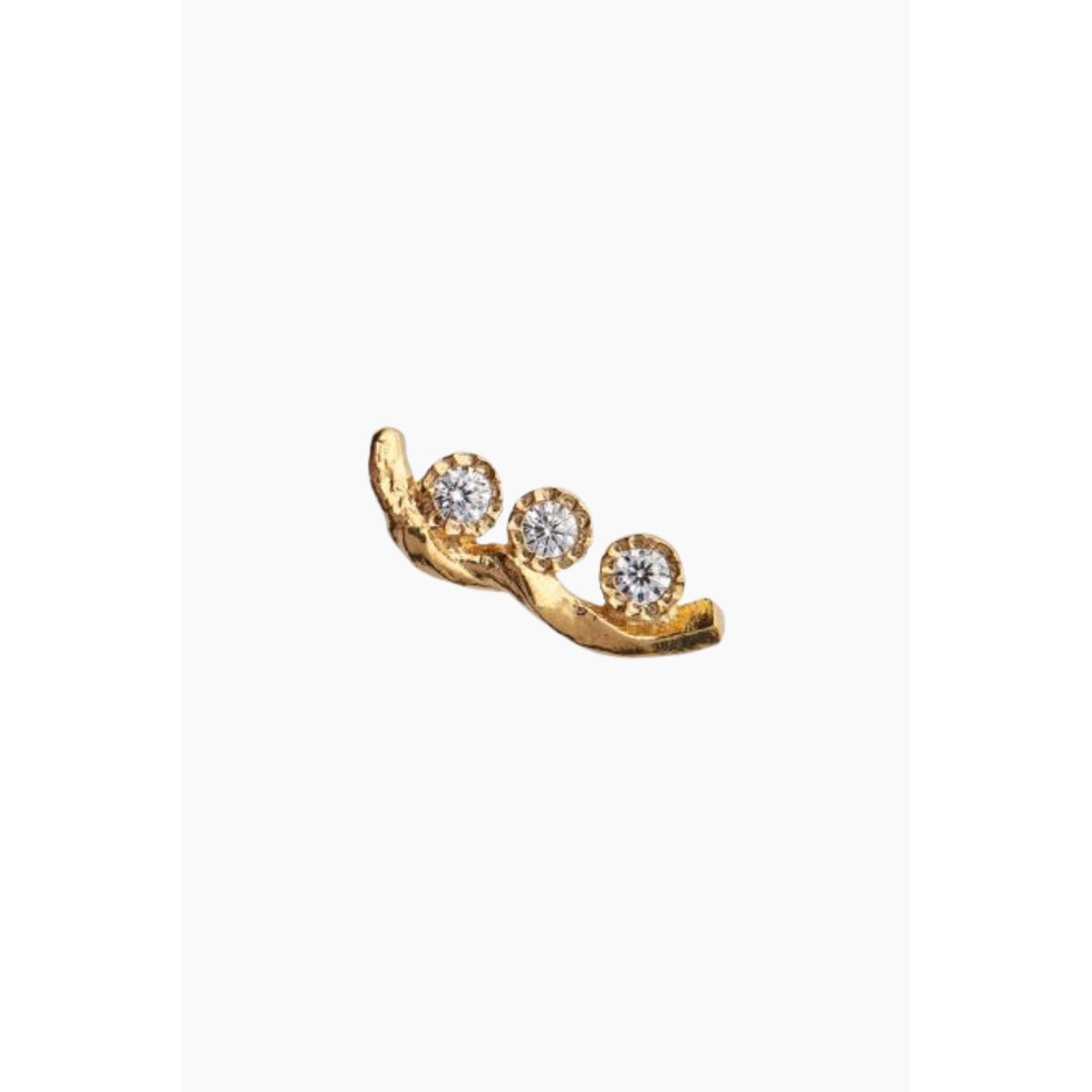 Flow Earring With Three Stones - Gold - Stine A - Guld One Size