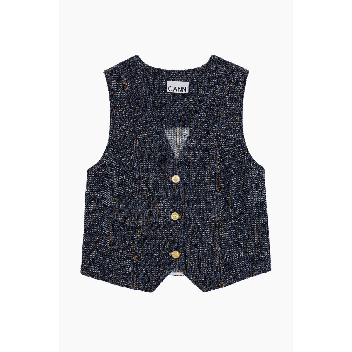 Fluffy Denim Waistcoat J1544 - Rinse - GANNI - Blå XS