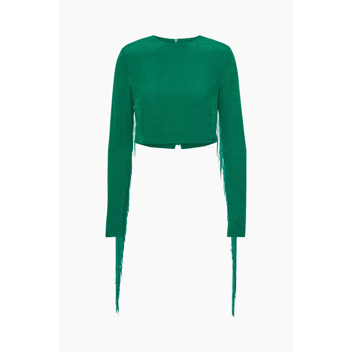 Fringe Long Sleeve Top - Bosphorus - ROTATE - Grøn XL