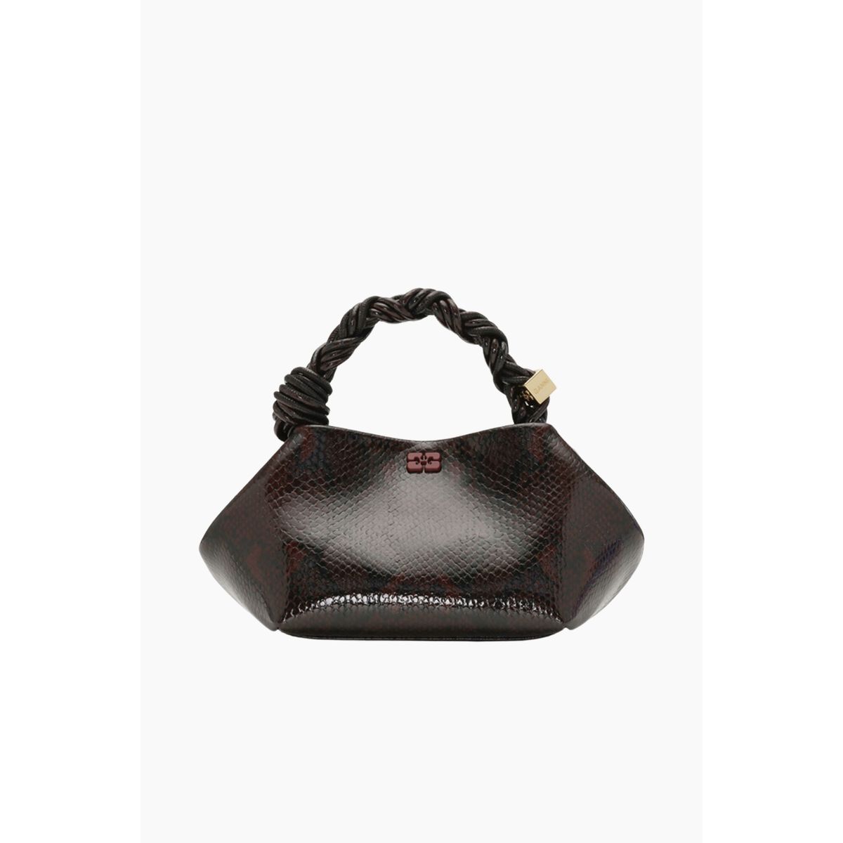 Ganni Bou Bag Small Snake A6457 - Dark Burgundy - GANNI - Bordeaux One Size