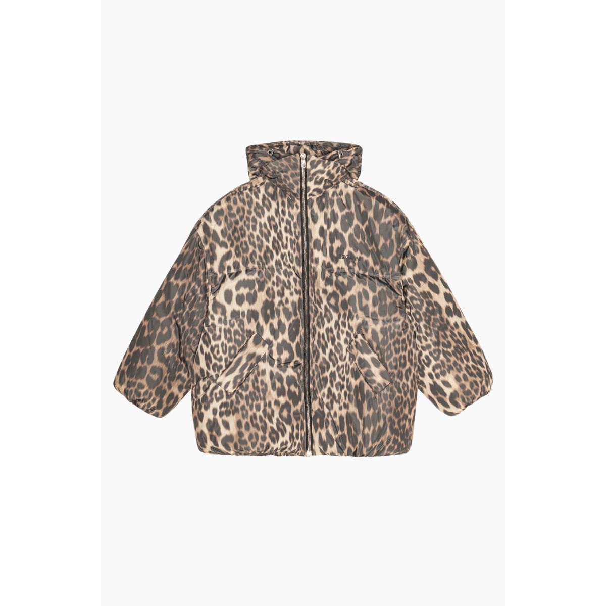 Leo Puffers Midi Jacket W0115 - Almond Milk - GANNI - Leopard L/XL