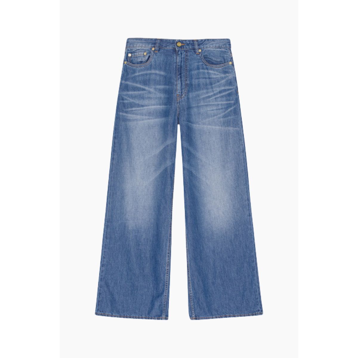 Light Denim Wide Jeans J1487 - Mid Blue Vintage - GANNI - Blå 25