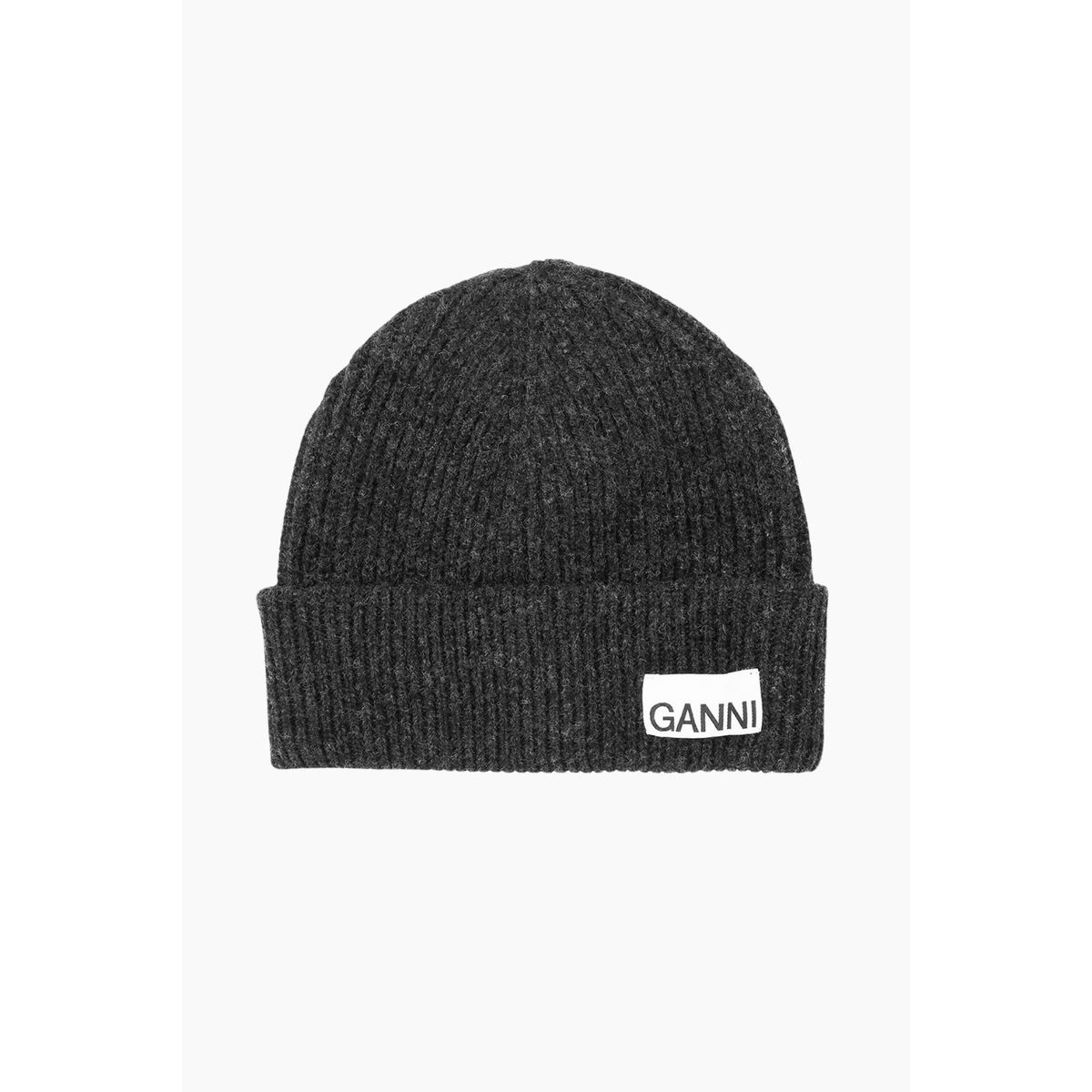 Light Structured Rib Knit Beanie A5118 - Phantom - GANNI - Grå One Size