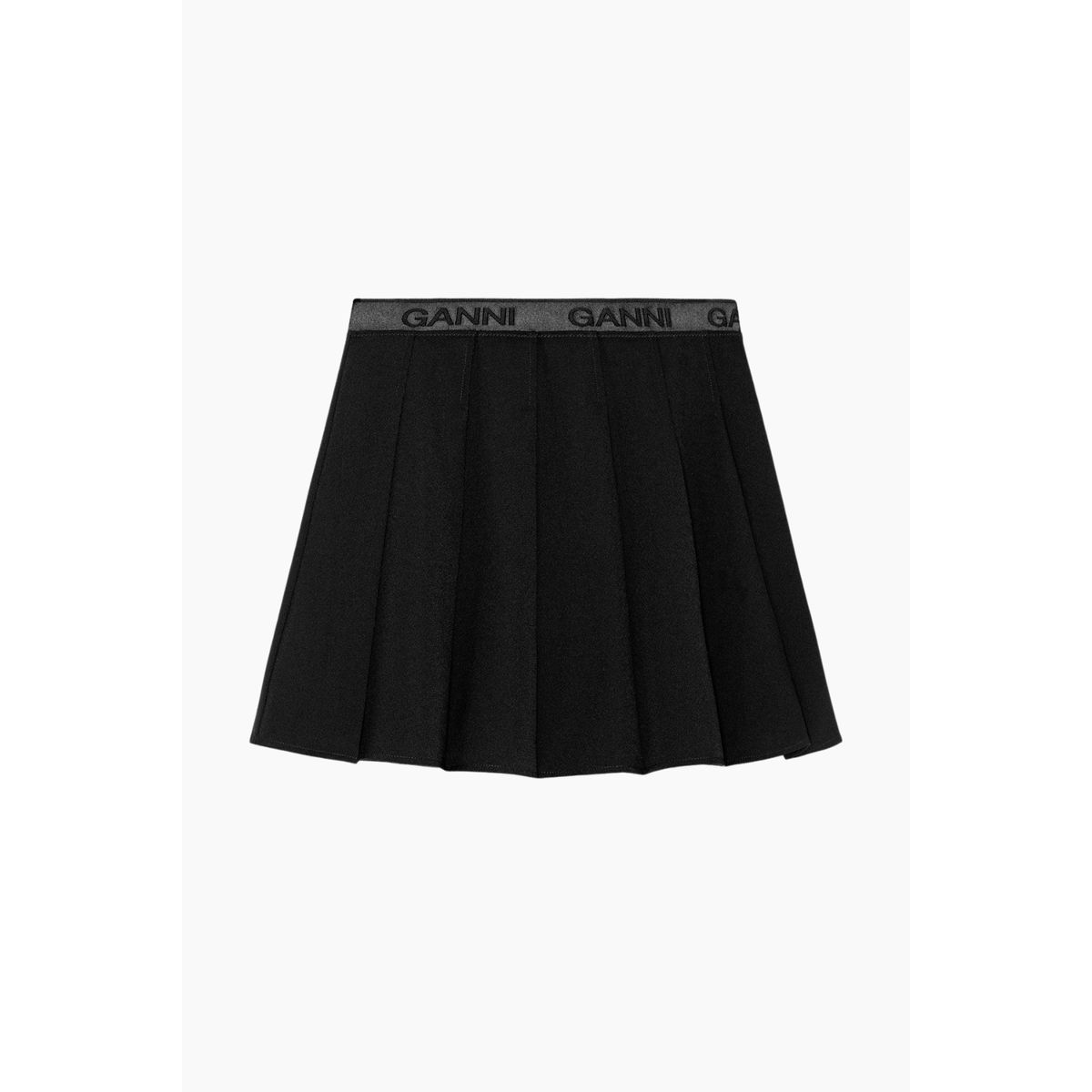 Light Twill Pleated Mini Skirt F9710 - Black - GANNI - Sort M