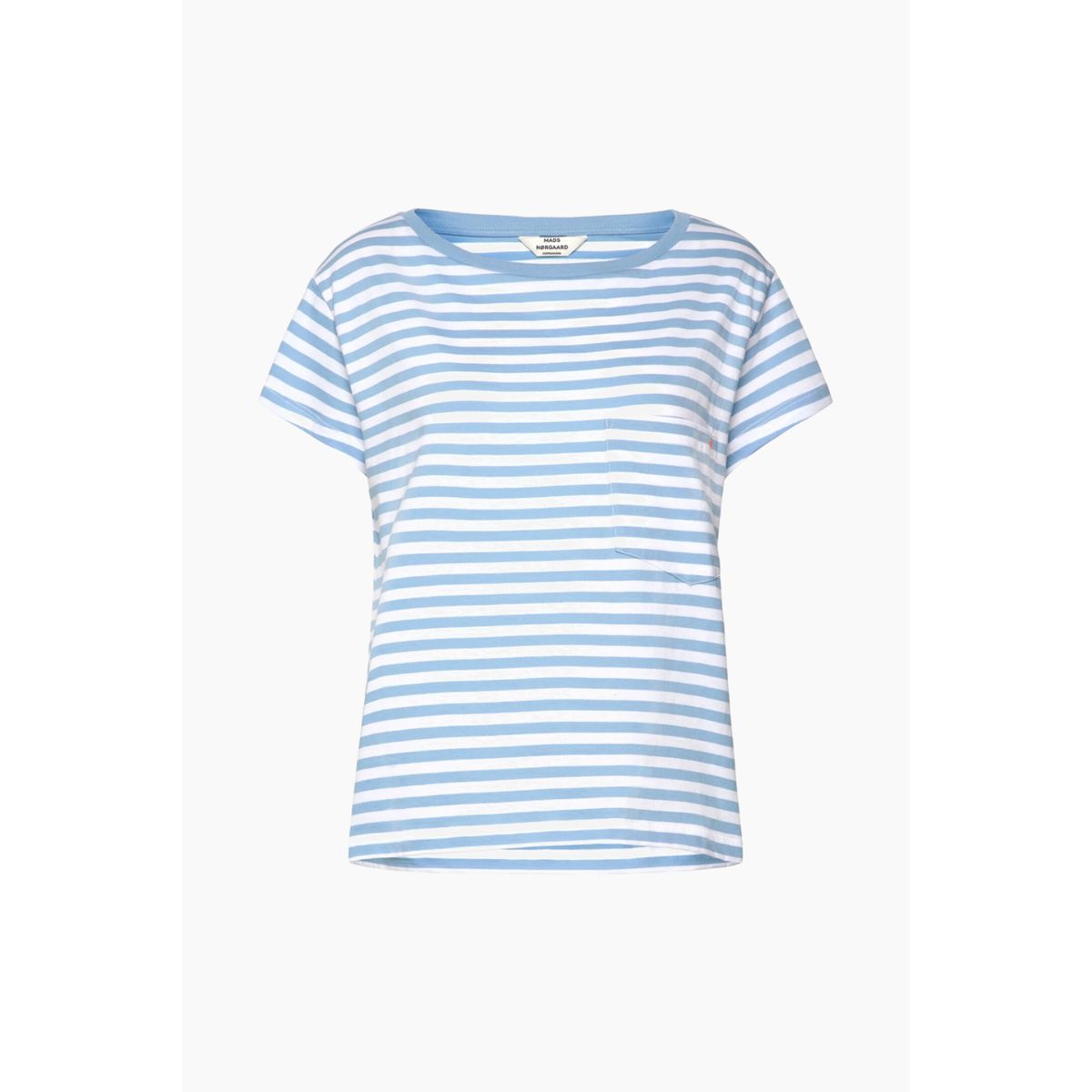 Organic Jersey Stripe Torva Tee - Alaskan Blue/Brilliant White - Mads Nørgaard - Stribet XL