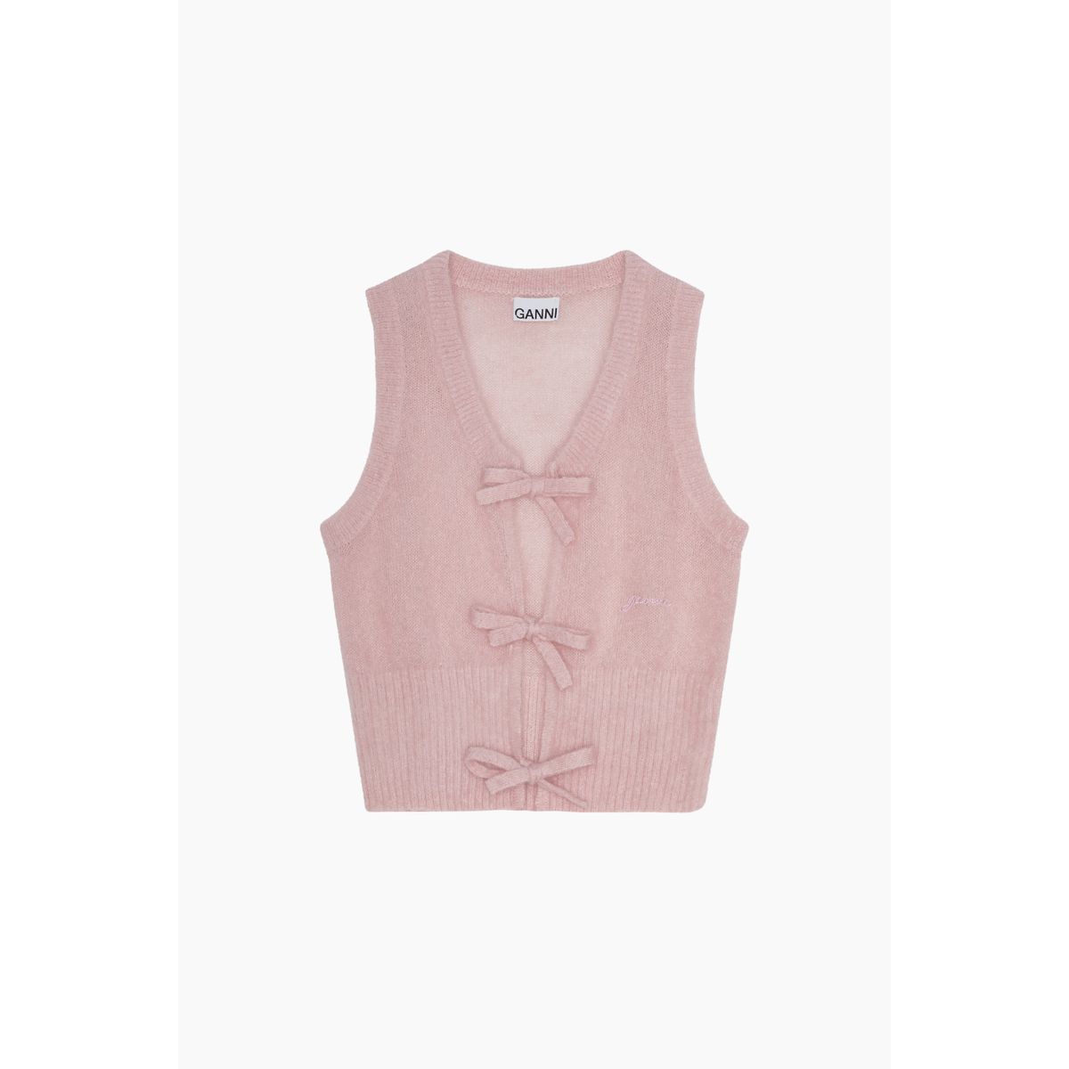 Light Mohair Tie String Vest K2268 - Lilac Sachet - GANNI - Lyserød XS