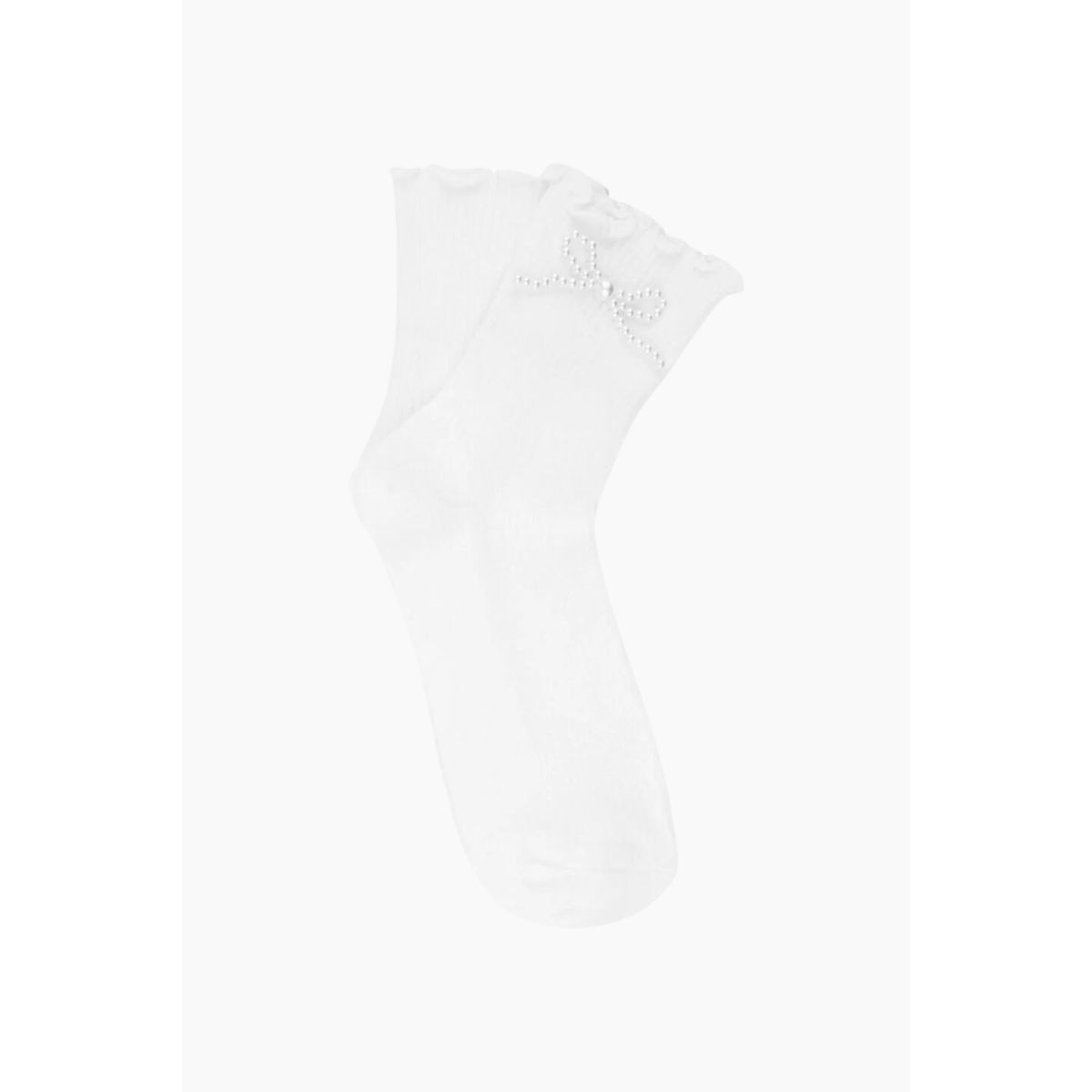 Pearly Bow Socks - White - Sui Ava - Hvid 37-41