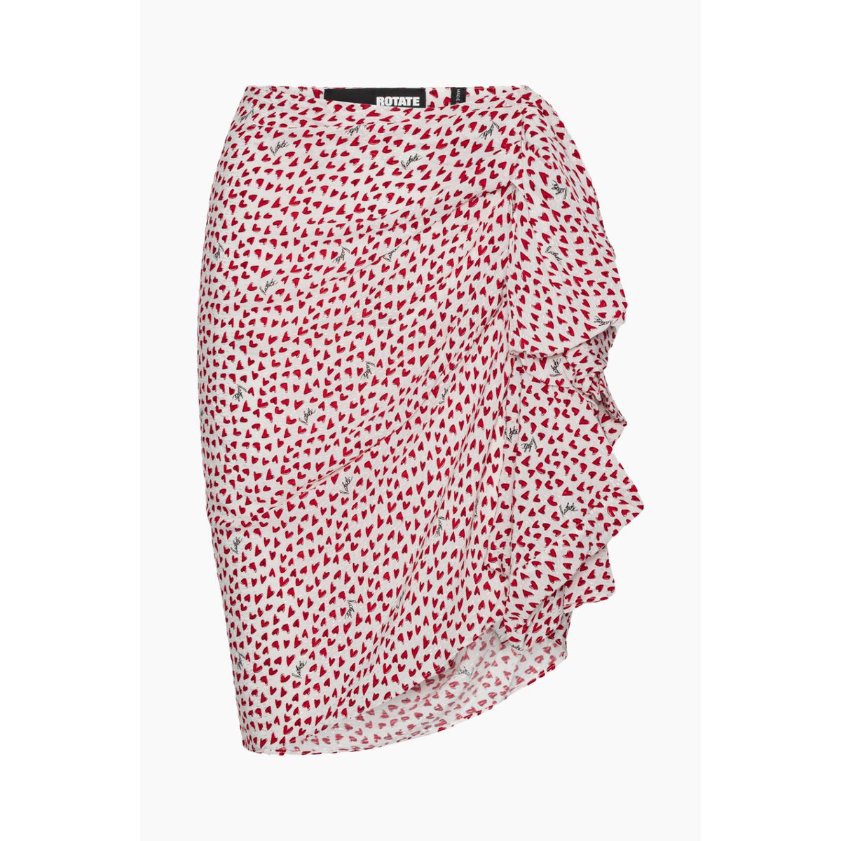 Printed Mini Ruffle Skirt - Happy Hearts/Bright White Comb. - ROTATE - Mønstret M