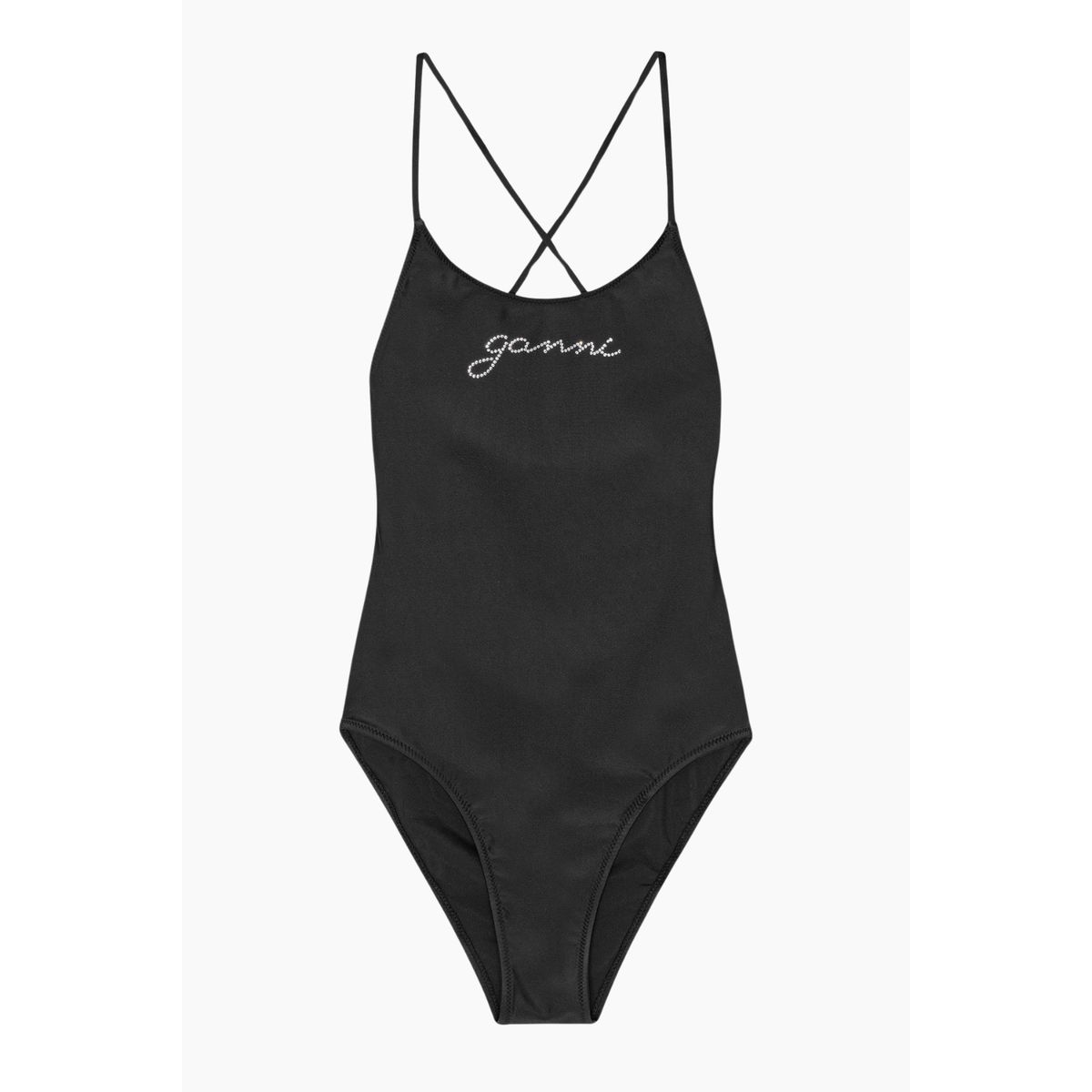 Recycled Graphic Tie String Swimsuit A6064 - Black - GANNI - Sort S