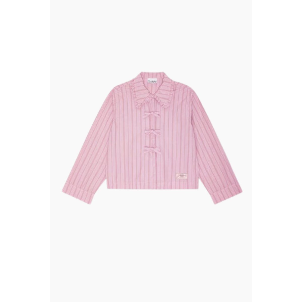 Stripe Cotton Pyjamas Shirt W0326 - Lilac Sachet - GANNI - Lyserød M