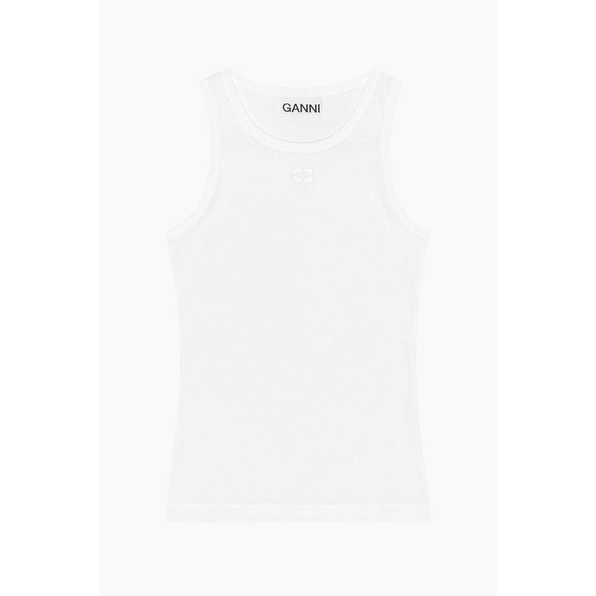 Soft Cotton Rib Tank Top T3897 - Bright White - GANNI - Hvid XS