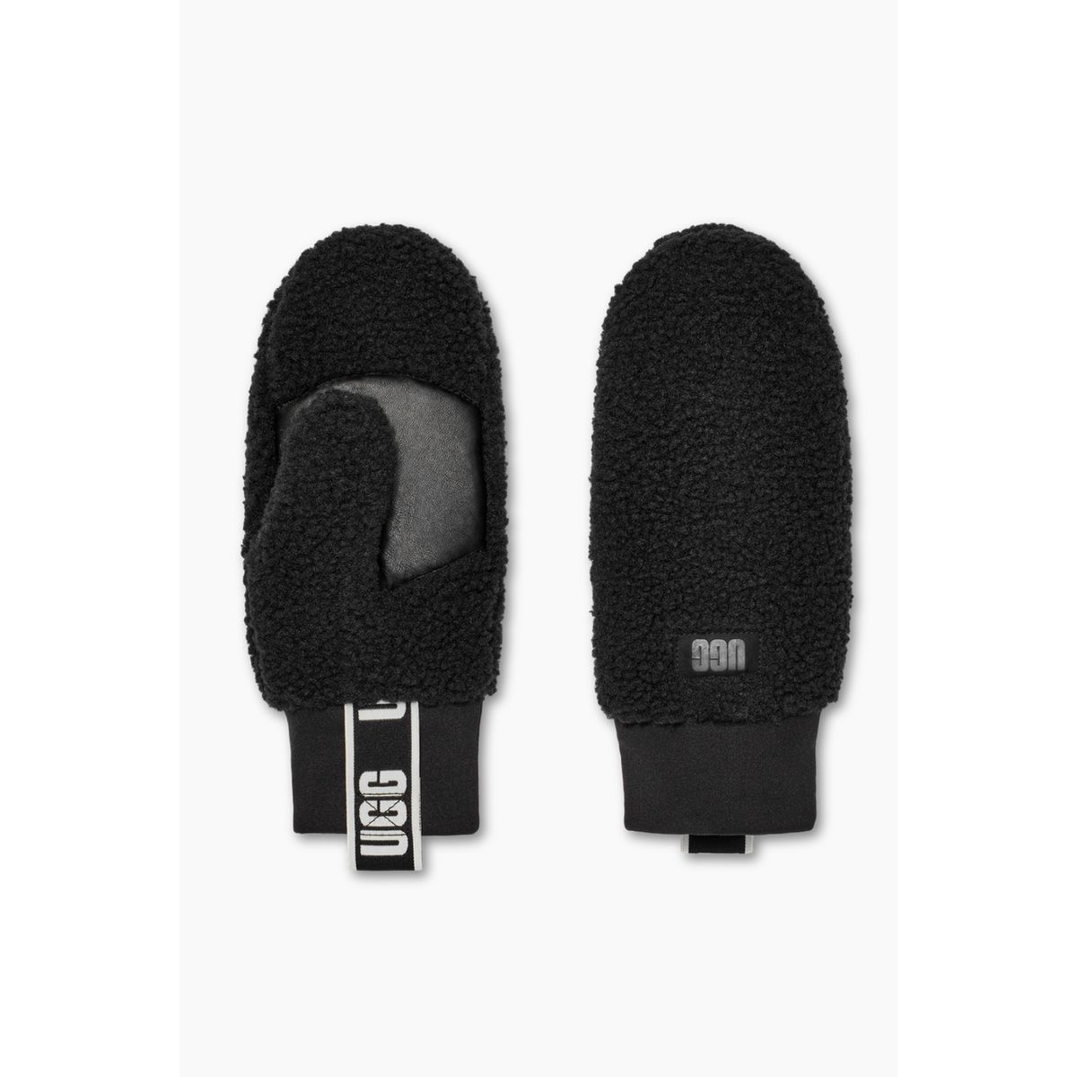 W UGGfluff Mitten With Logo Tape - Black - UGG - Sort S/M