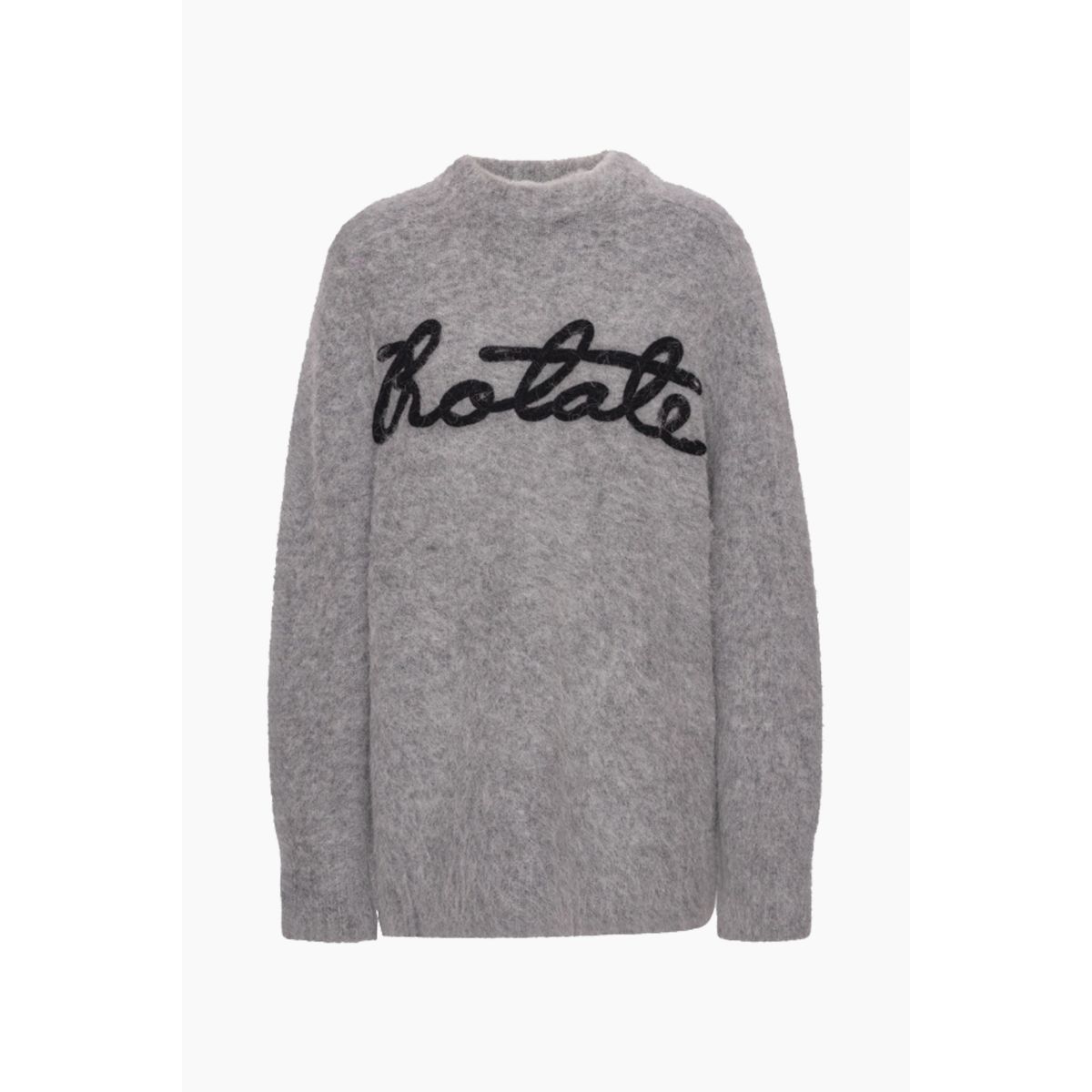 Knit Oversize Logo Jumper - Grey Melange - ROTATE - Grå M