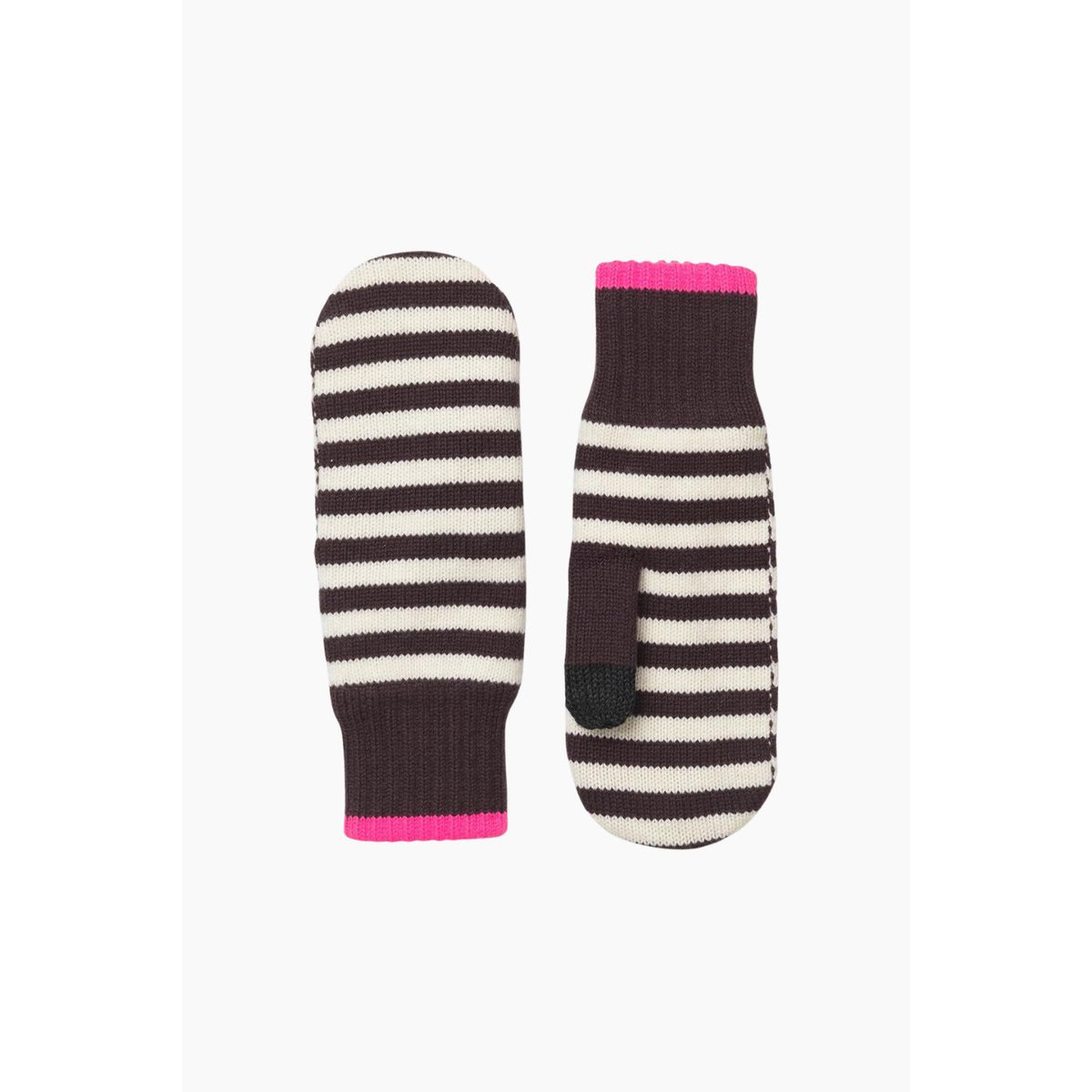 Work Wool Mio Mittens - Black Coffee/Winter White - Mads Nørgaard - Stribet XS/S