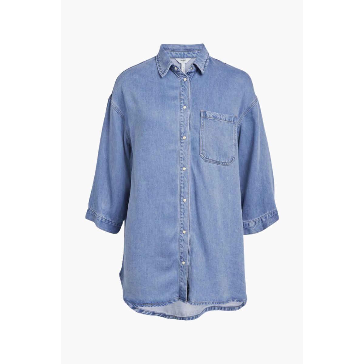 Objframe 3/4 Loose Shirt 132 - Light Blue Denim - Object - Blå XS