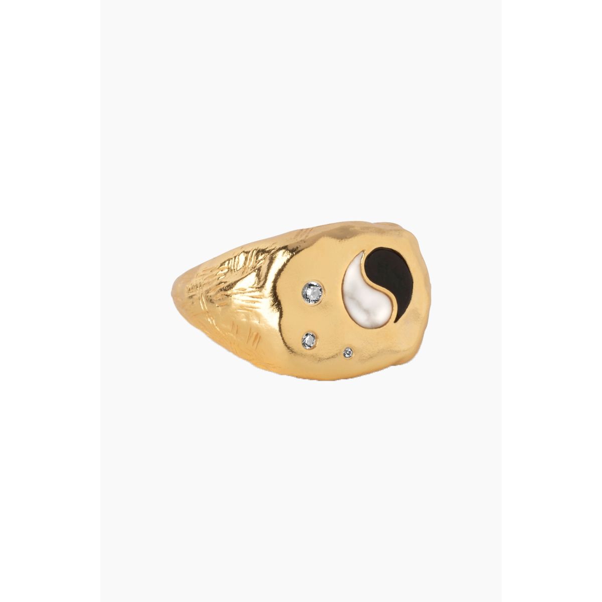 Chunky Yin Yang Ring - Gold - Enamel - Guld 54