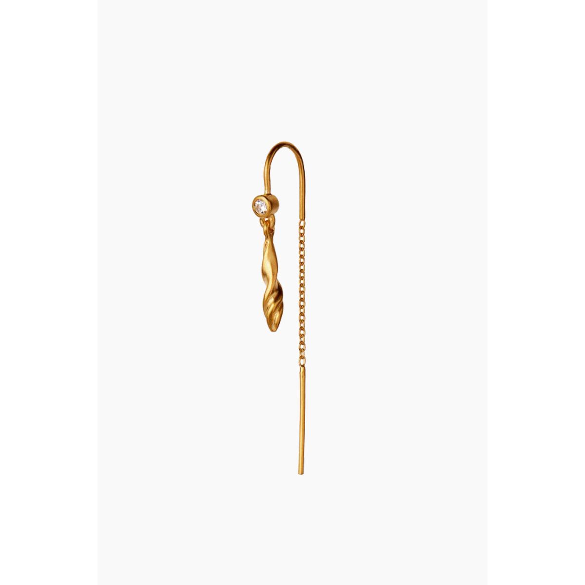 Dangling Petit Velvet Earring With Chain - Gold - Stine A - Guld One Size