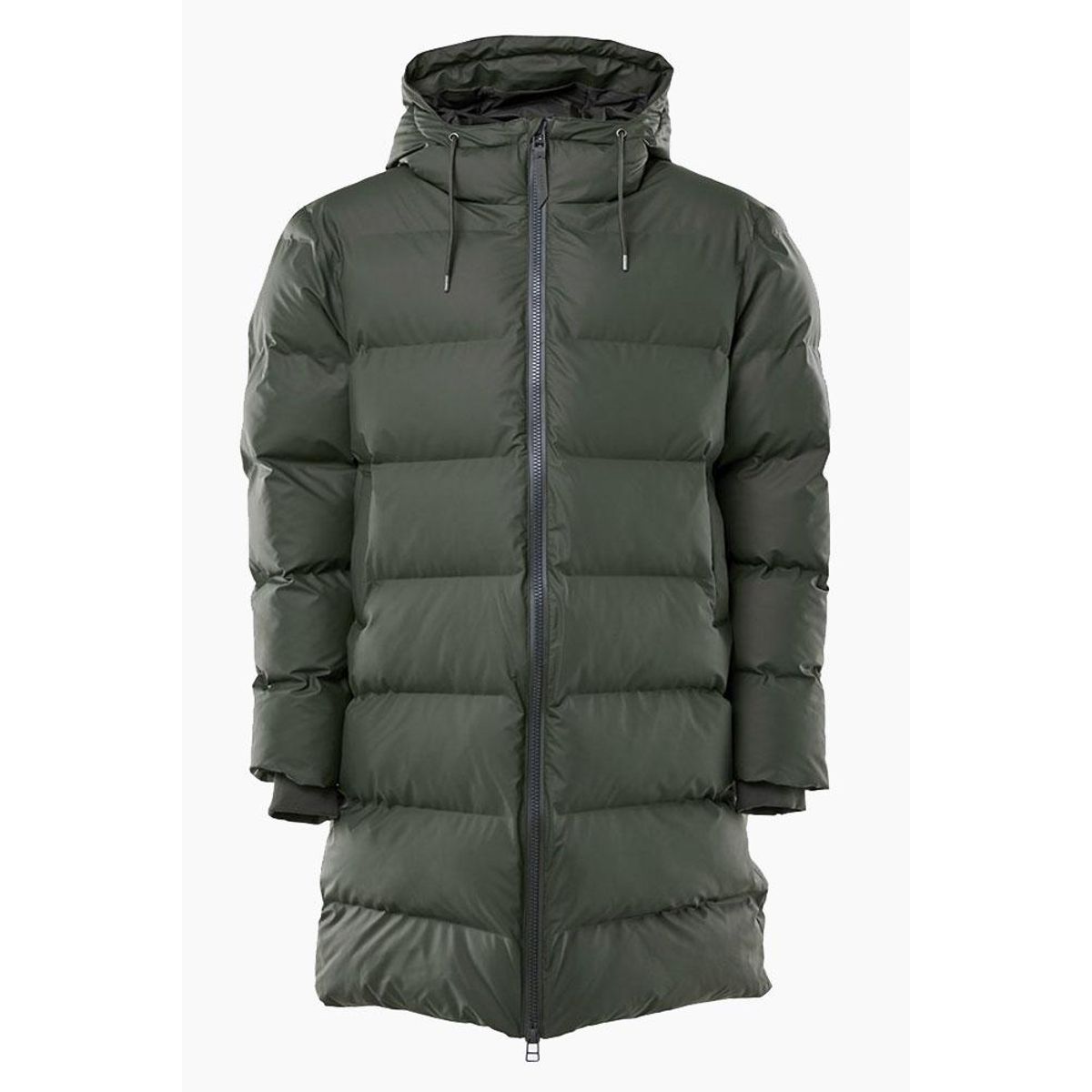 Long Puffer Jacket - Green - Rains - Grøn L